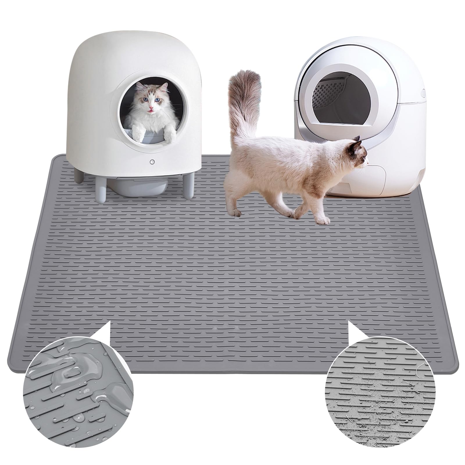 **Waterproof Cat Litter Mat - 39x27in Large Washable Rubber Litter Box Mat for Indoor Floors | Traps Litter & Easy to Clean | Soft & Durable for Kittens & Cats | Perfect for Homes & Apartments**