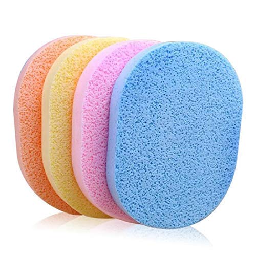 4 Pack Compressed Facial Sponge Sticks - Round Makeup Remover Pads for Women & Girls | Gentle Cleansing & Washing | Perfect for Travel, Daily Skincare & Makeup Removal