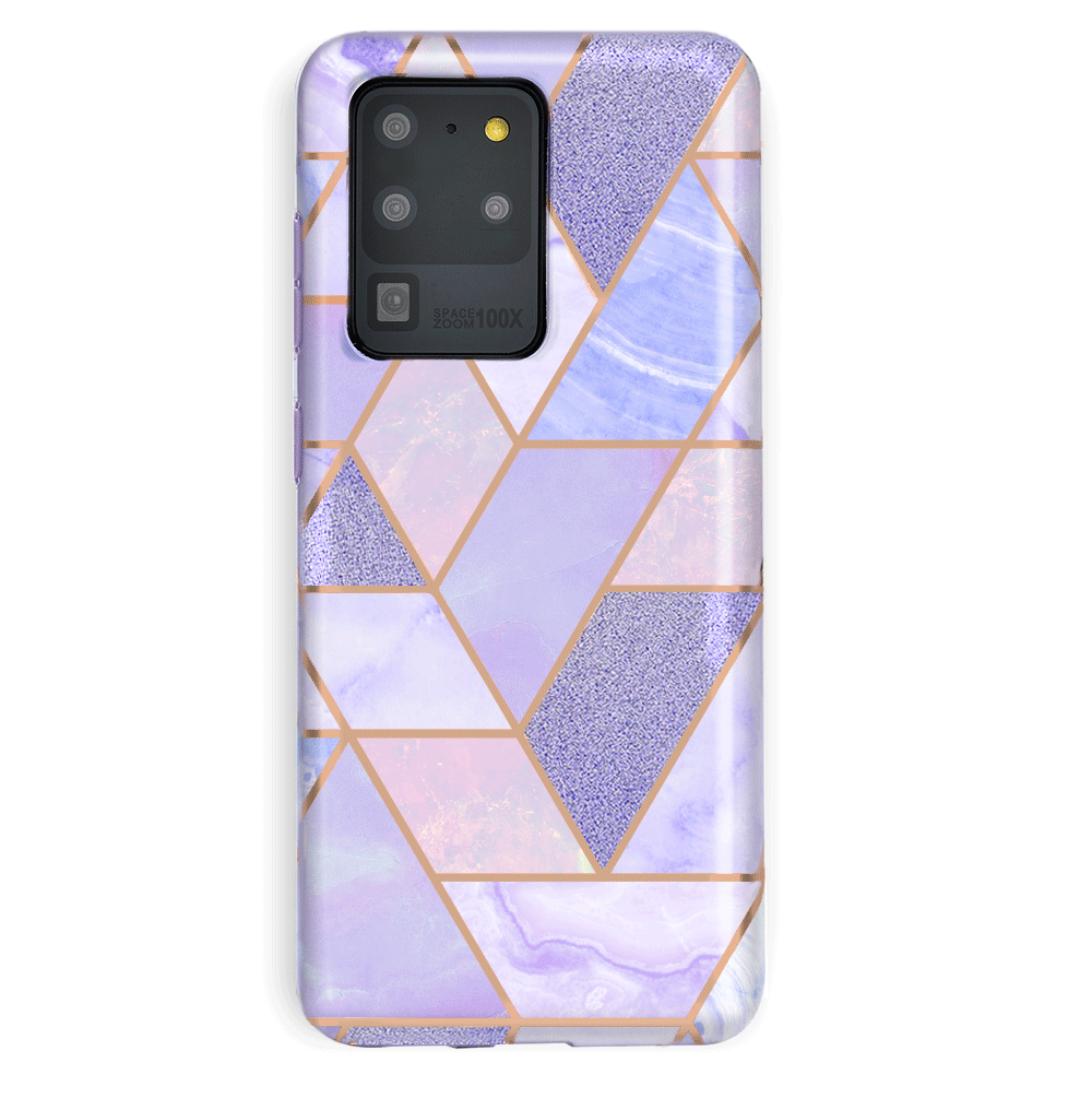 Geometric Marble Phone Case for Samsung Galaxy - Stylish Protective Cover with Unique Purple Design - Perfect for Everyday Use, Work, and Travel