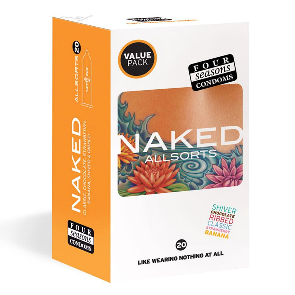 Premium Latex Condoms Variety Pack - Four Seasons Naked Allsorts for Ultimate Protection | Safe Sex, Sensitive Feel & Long-Lasting Pleasure | Perfect for Couples, Dating & Intimate Moments