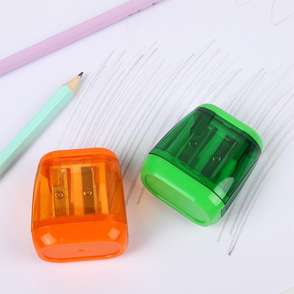 Bulk 24-Pack Colored Manual Pencil Sharpeners - Dual Hole Handheld Sharpener with Lid for Kids & Adults - Perfect for Classroom, School, Office & Home Use