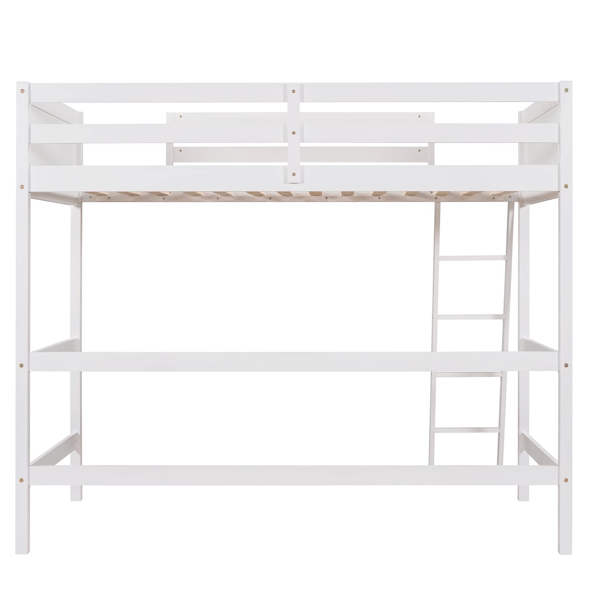 Harper & Bright Designs Twin Wooden Loft Bed with Angled Ladder - Sturdy High Loft Bed Frame for Kids & Teens, No Box Spring Needed, White - Perfect for Small Bedrooms, Dorm Rooms & Space-Saving Kids Rooms