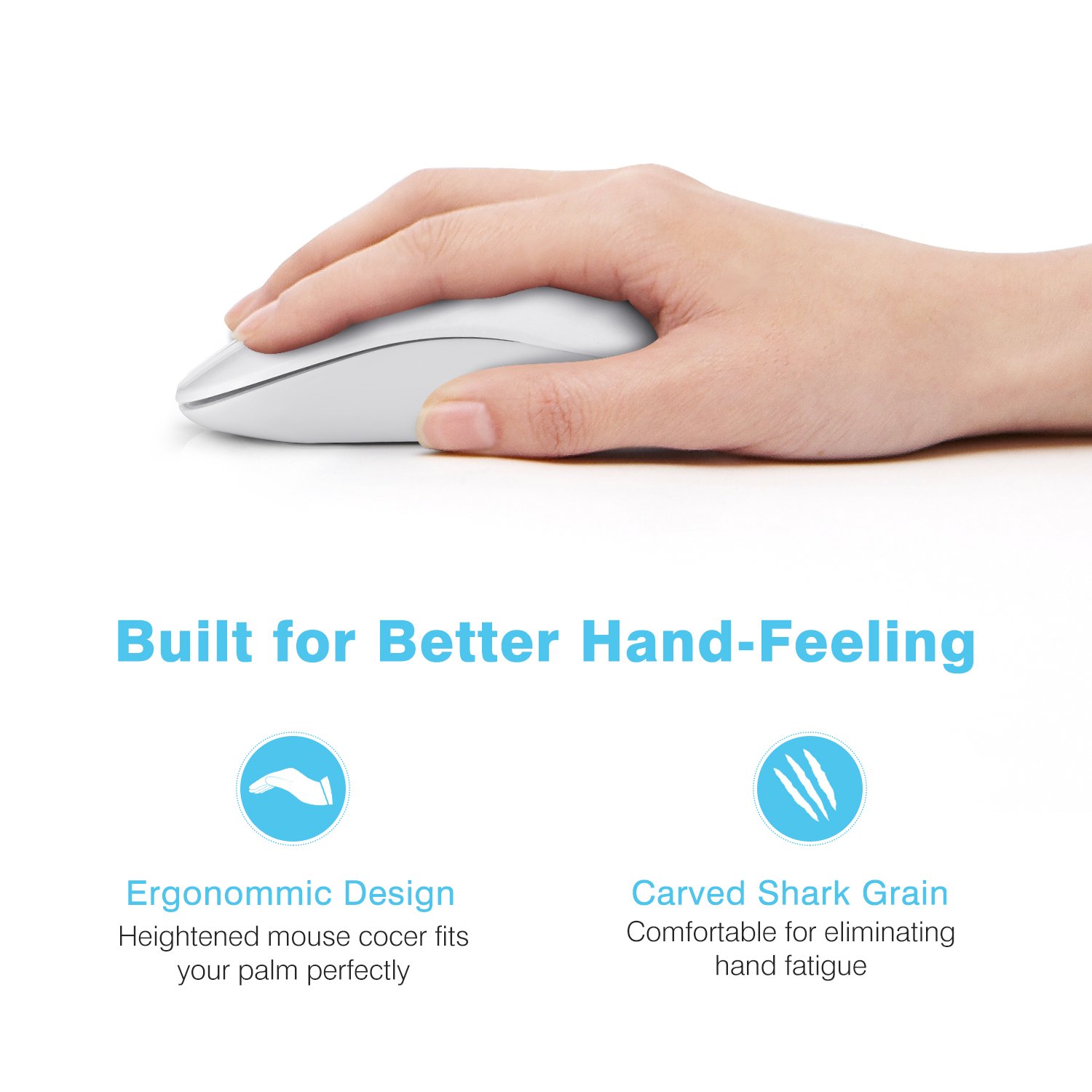 LeadsaiL Rechargeable Wireless Mouse - 2.4G Slim Silent Optical Mouse with 5 Adjustable DPI Levels, USB Cordless Mouse for Laptop, Desktop, MacBook - Ideal for Office, Home, and Travel Use
