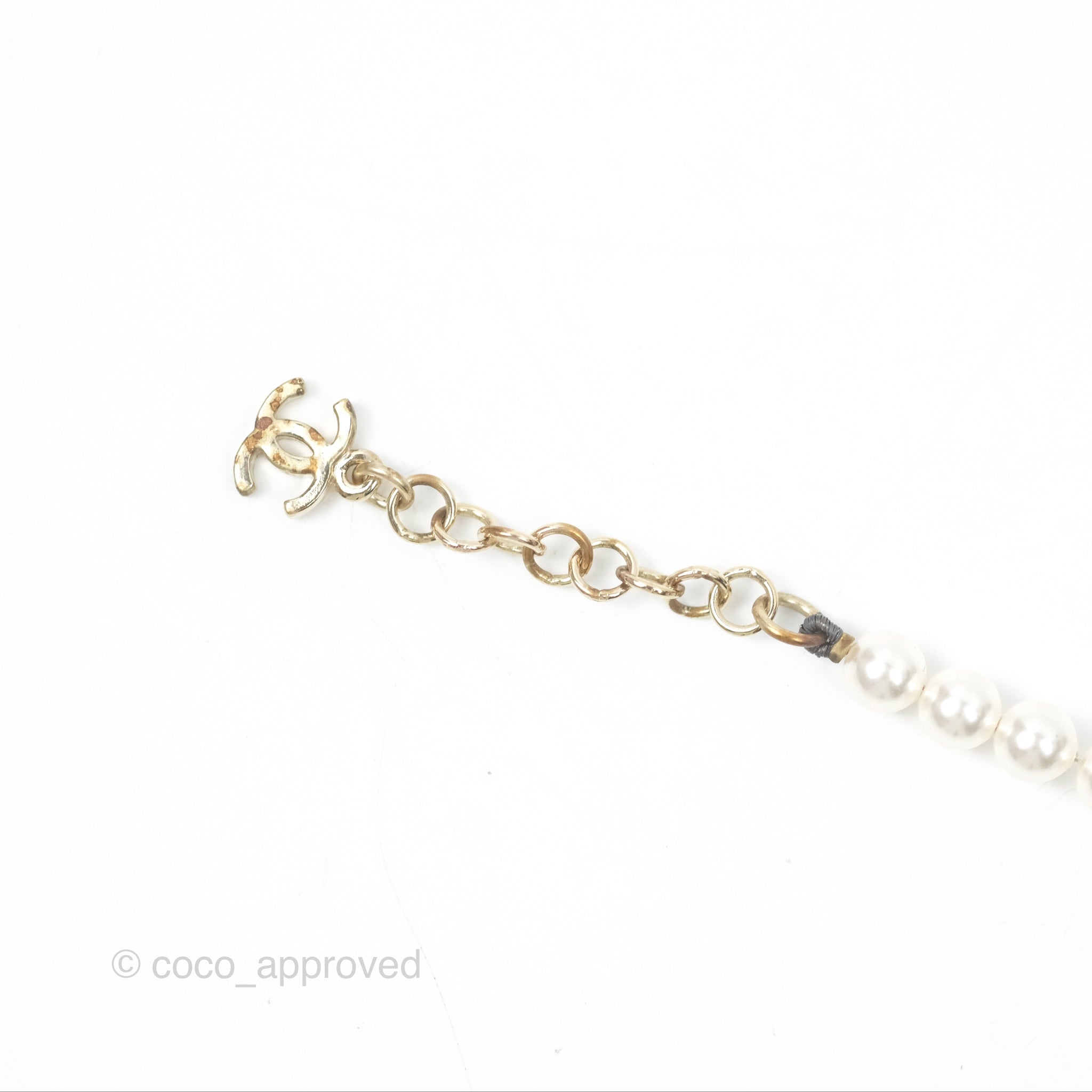Chanel CC Pearl Double Strand Necklace 17K Gold Tone - Elegant Layered Pearl Jewelry for Women, Perfect for Parties, Weddings & Special Occasions
