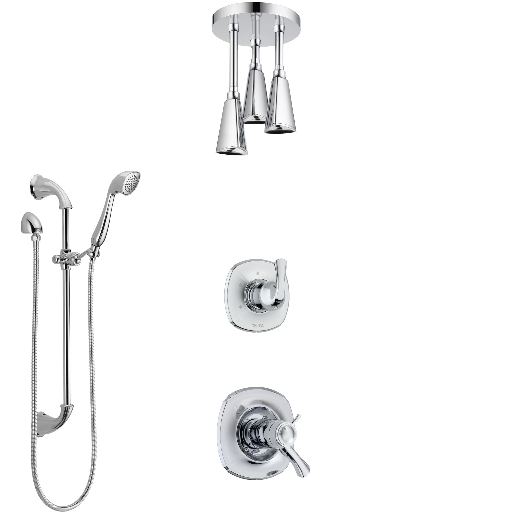 Delta Addison Chrome Finish Shower System - Dual Thermostatic Control Handle, Diverter, Ceiling Mount Showerhead & Hand Shower SS17T9215 | Perfect for Modern Bathroom Renovations & Spa-Like Shower Experience