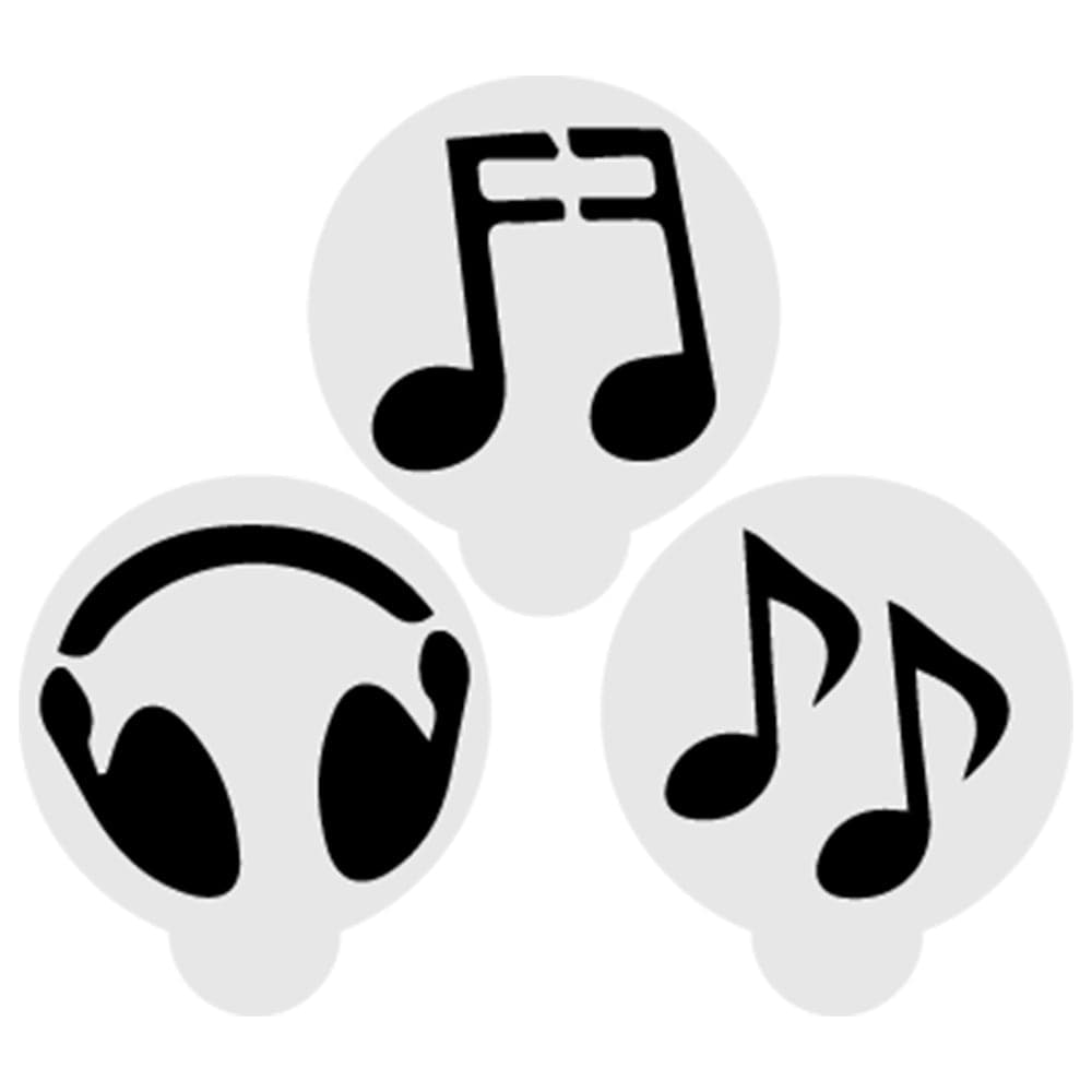 3-Piece Music Notes and Headphones Cupcake Stencil Set for Baking - Bakell® | Perfect for Birthday Parties, Wedding Cakes & DIY Dessert Decorating