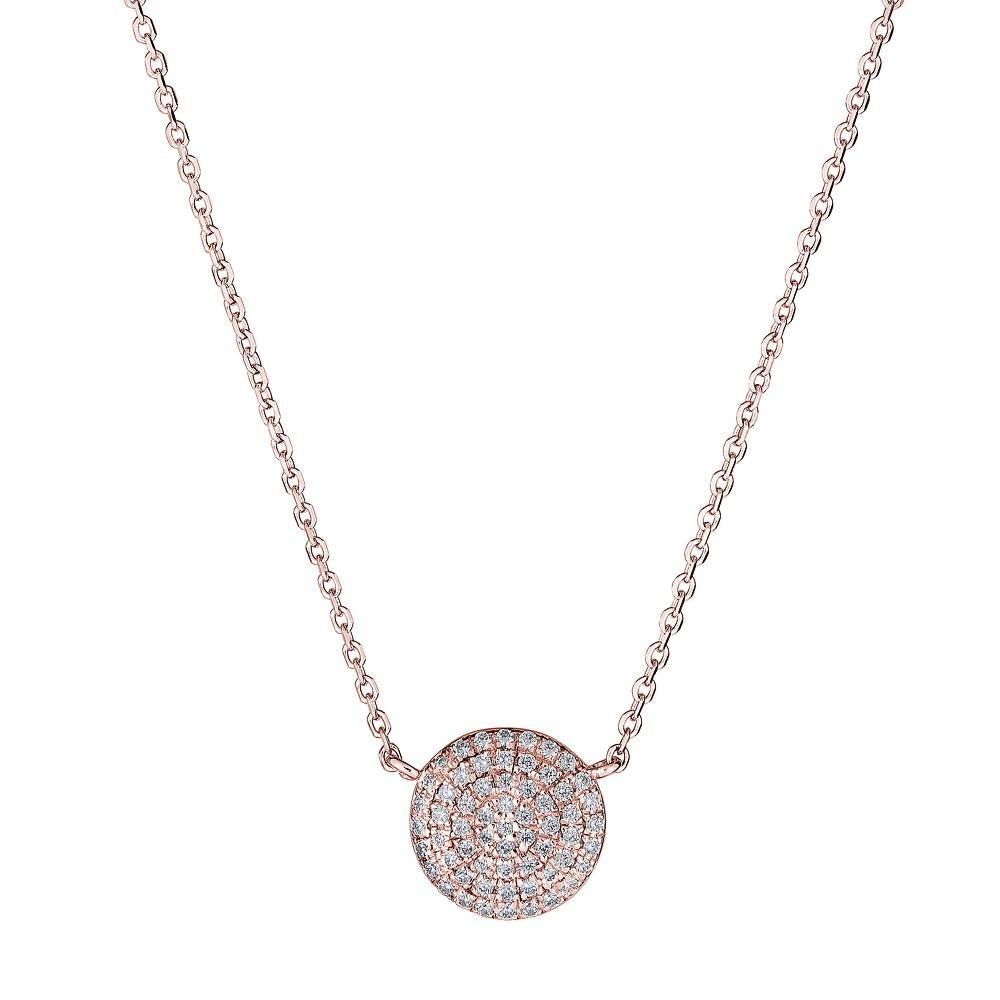 14K Gold 0.12 CTW Diamond Pavé Circle Pendant Necklace for Women - Elegant Everyday Jewelry & Perfect Gift for Anniversary, Birthday or Valentine's Day