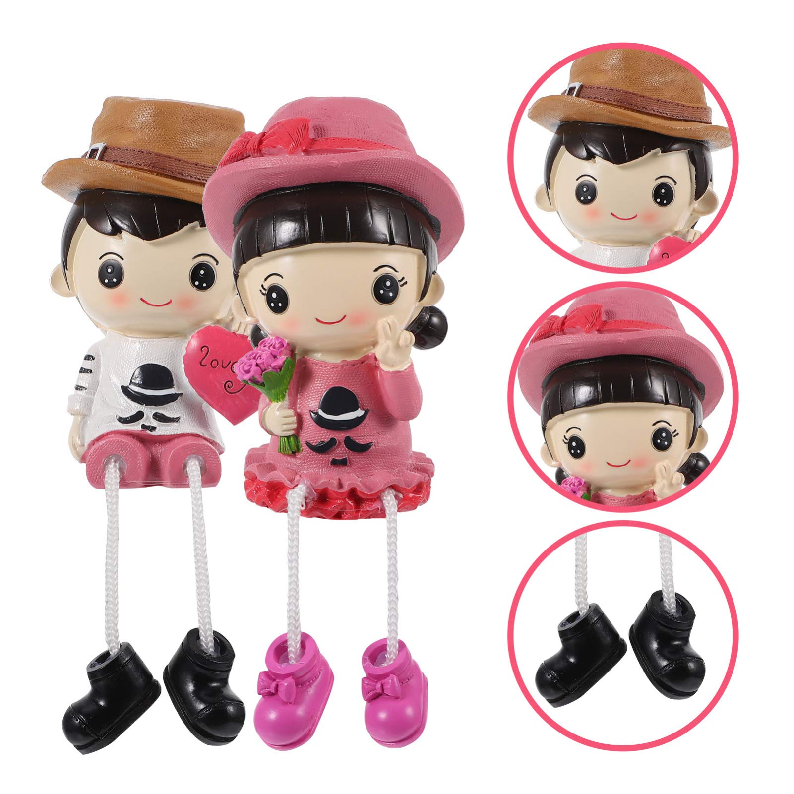 2Pcs Resin Sitting Boy Girl Doll Couples Ornament - Handcrafted Figurines for DIY Home, Office, Car, Wedding Decor | Perfect for Desktop, Shelf, and Gift Giving