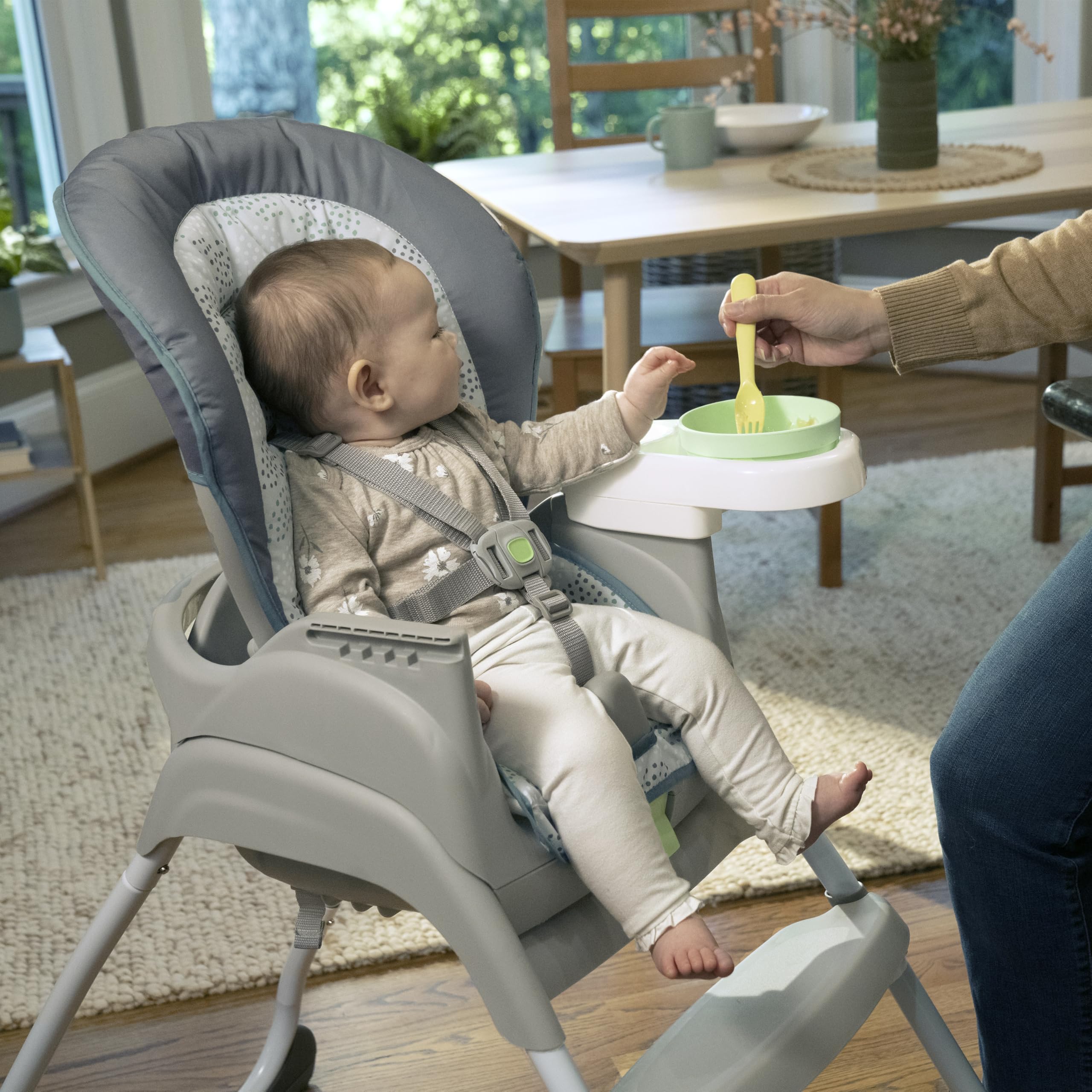 Ingenuity 6-in-1 Convertible High Chair for Babies & Toddlers (0-5 Years) - 6 Adjustable Modes, 2 Dishwasher-Safe Trays, Astro Design (Model 13108) - Perfect for Feeding, Learning & Playtime at Home or Daycare