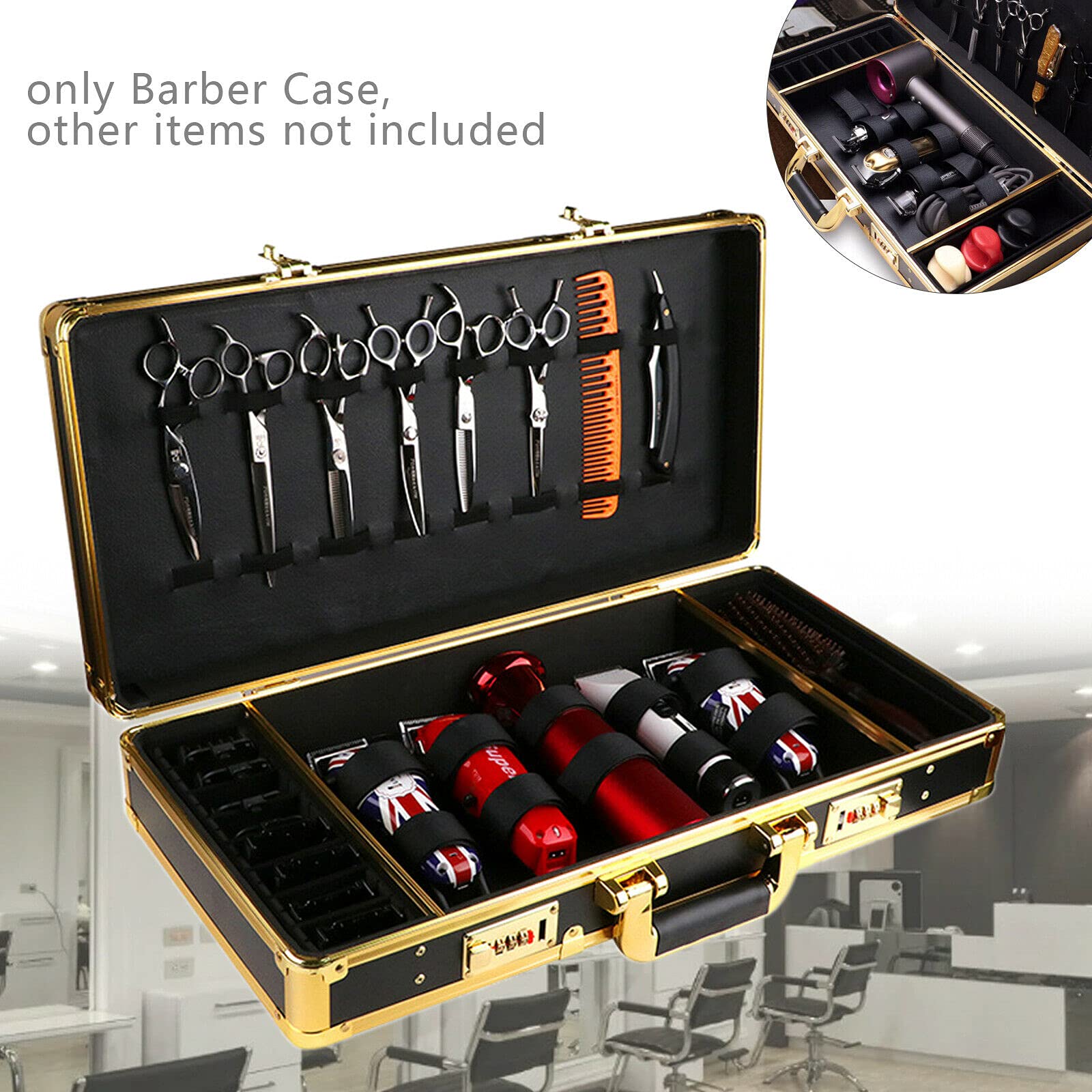 Professional Barber Carrying Case - Portable Stylist Tool Box with Lock for Clippers, Trimmers & Shears | Travel-Friendly Hairdressing Organizer for Salon & Home Use