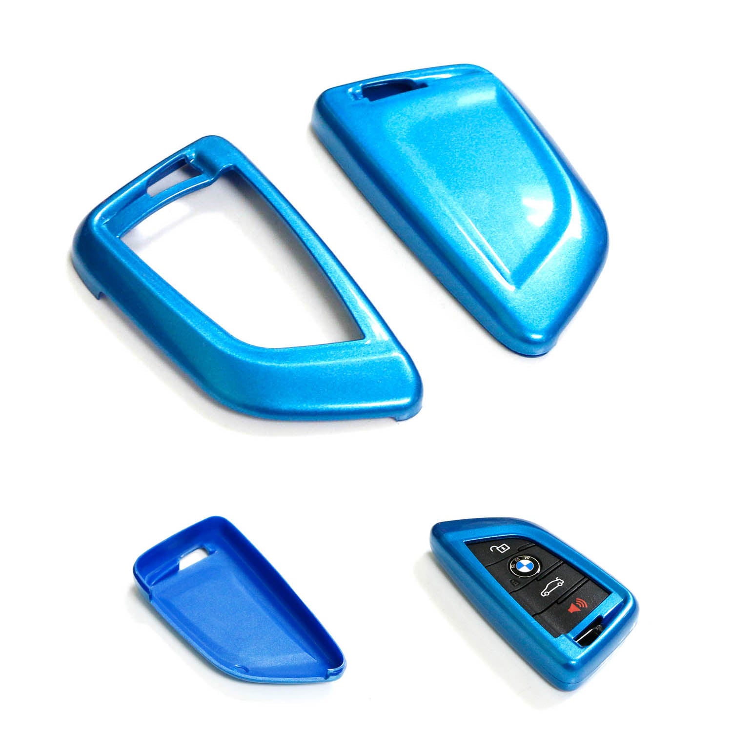 Premium Glossy Blue Smart Key Fob Cover for BMW X1 X4 X5 X6 5 Series 7 Series - Exact Fit Replacement Case with Scratch Protection (Perfect for Daily Use, Gifting & Car Enthusiasts)