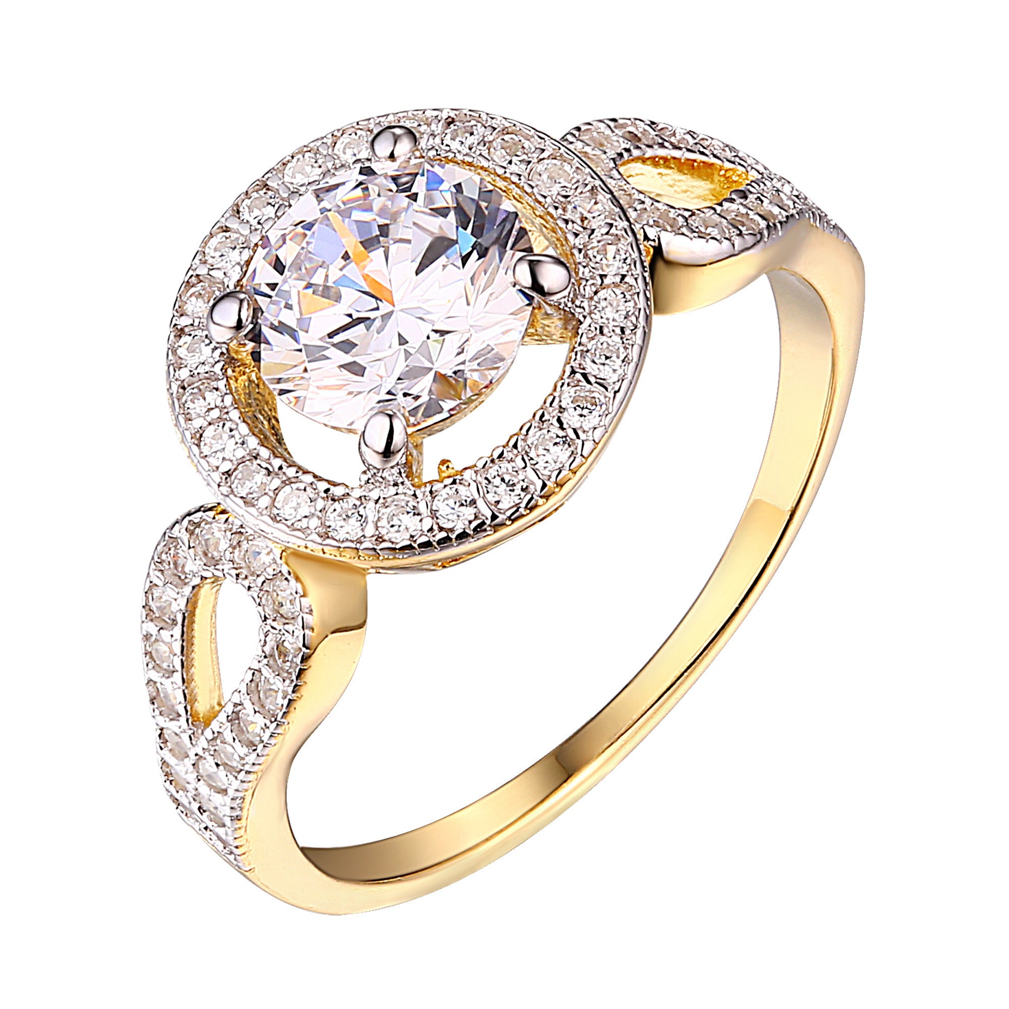 Solitaire Bridal Engagement Ring for Women - 14K Gold Over Sterling Silver with Cubic Zirconia - Perfect for Proposals, Anniversaries & Special Occasions