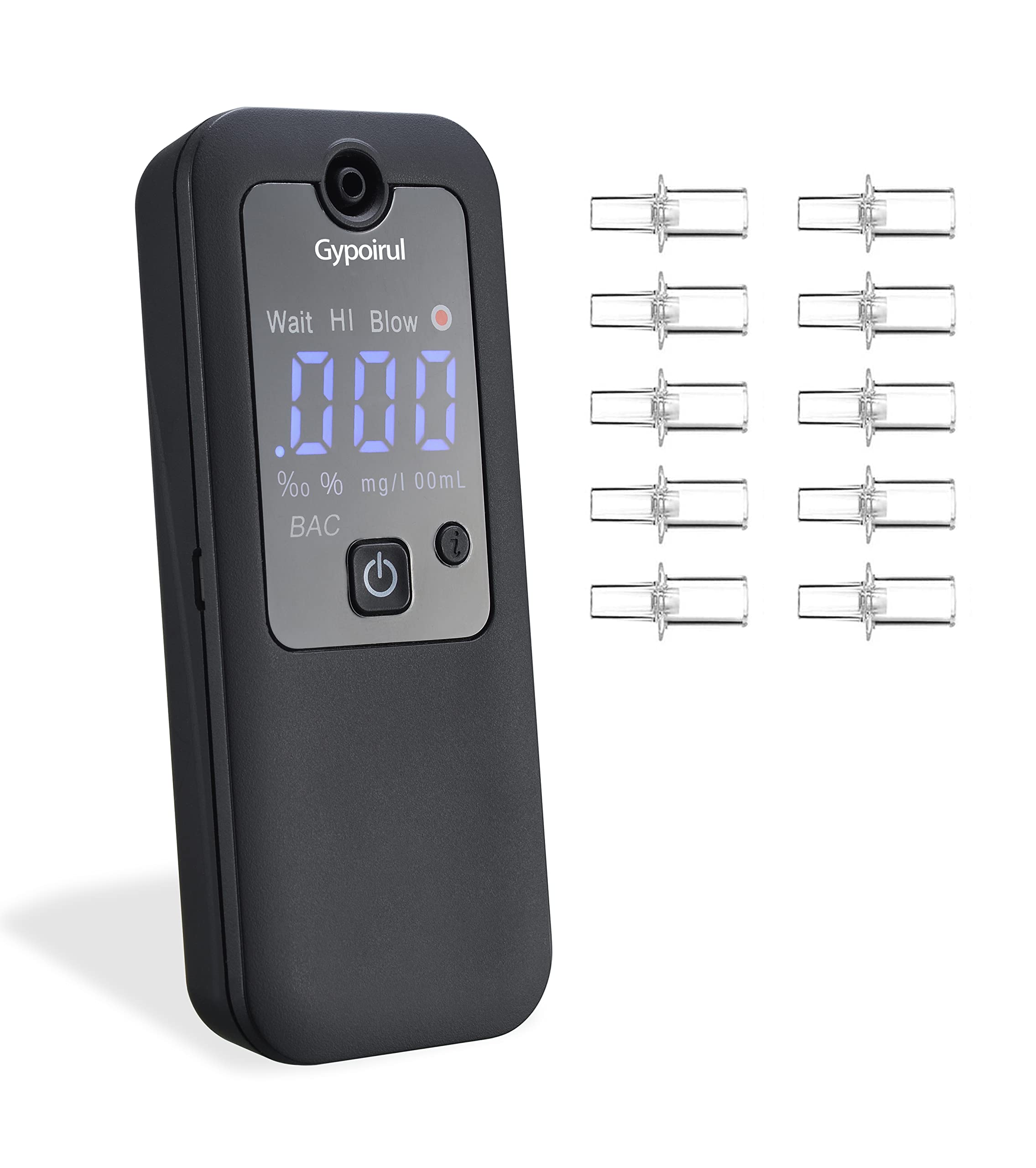 Professional Digital Breathalyzer with High-Accuracy Sensor - Rechargeable Alcohol Tester for Personal & Professional Use (Includes 10 Mouthpieces) | Perfect for Bars, Parties, Workplace Safety & Personal Health Monitoring