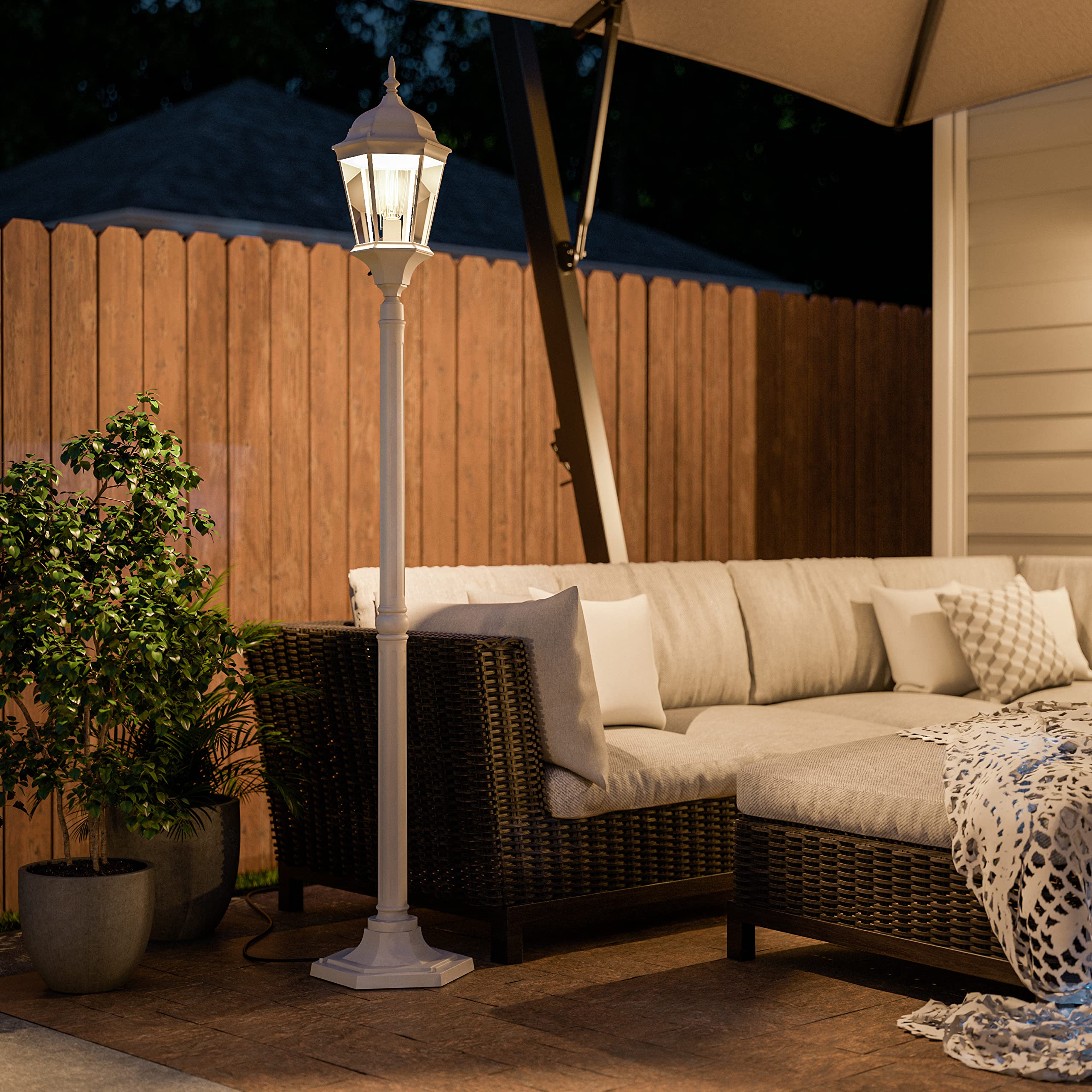 Kenroy Home 93432WH Villa 1 Light Outdoor Post Lantern - Classic White Finish, 71.4