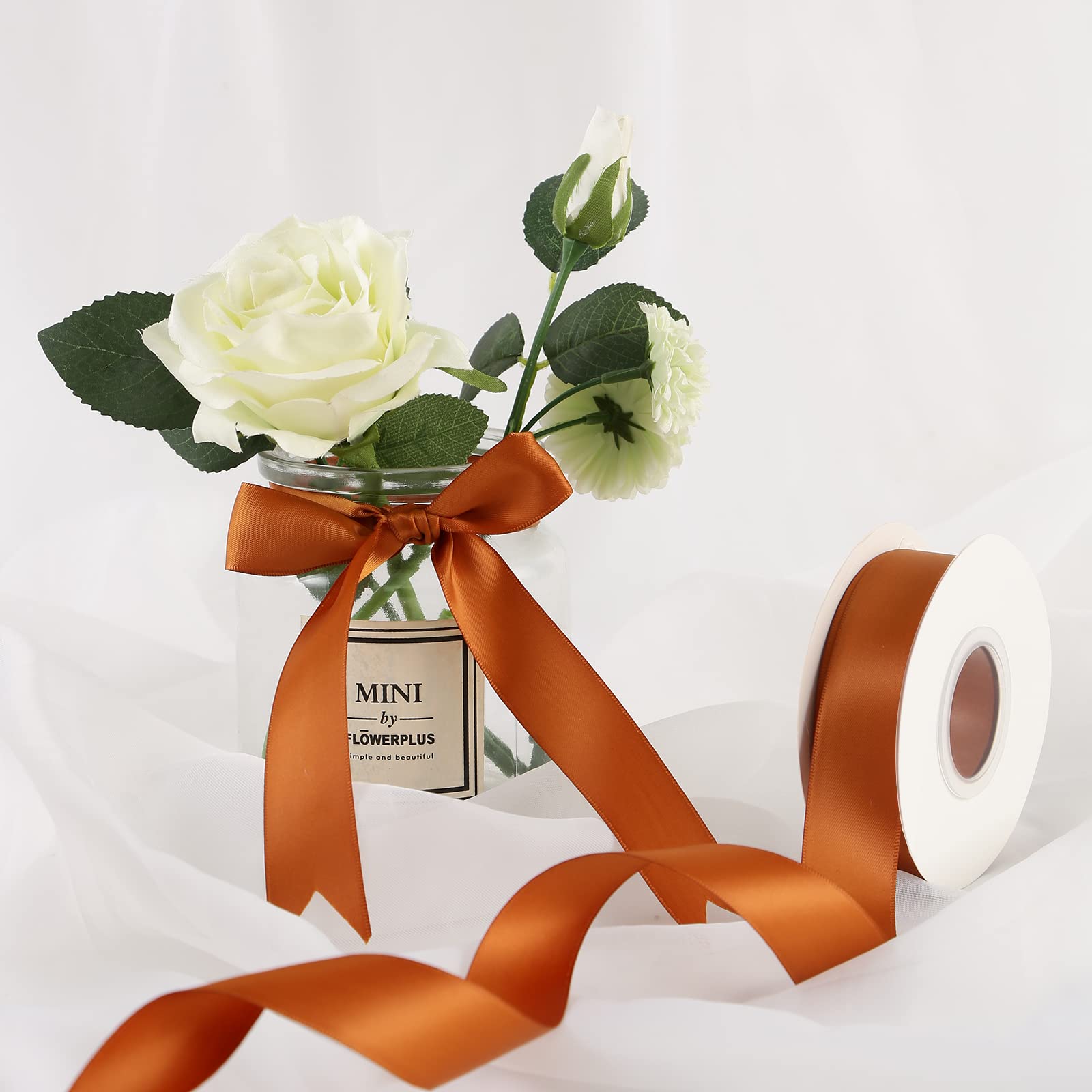 1 Inch Copper Satin Ribbon - 25 Yards Bulk Roll for Christmas Tree Decorations, Gift Wrapping, Crafts & Holiday DIY Projects - Elegant Metallic Finish for Party, Wedding & Home Decor