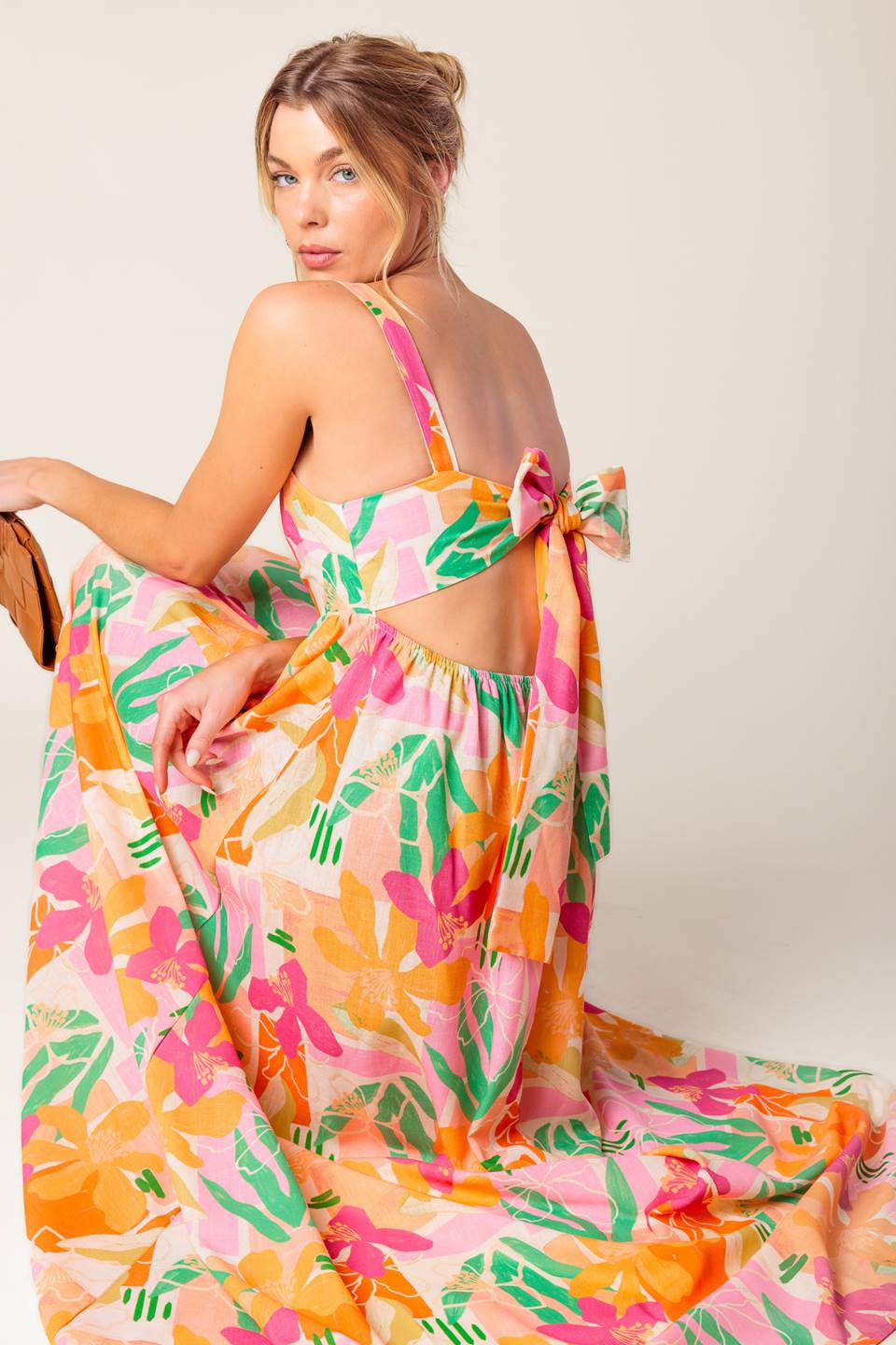 BON VOYAGE MAXI DRESS - Floral Print Summer Beach Dress for Women in Pink & Orange | Perfect for Vacation, Pool Party & Boho Outfit