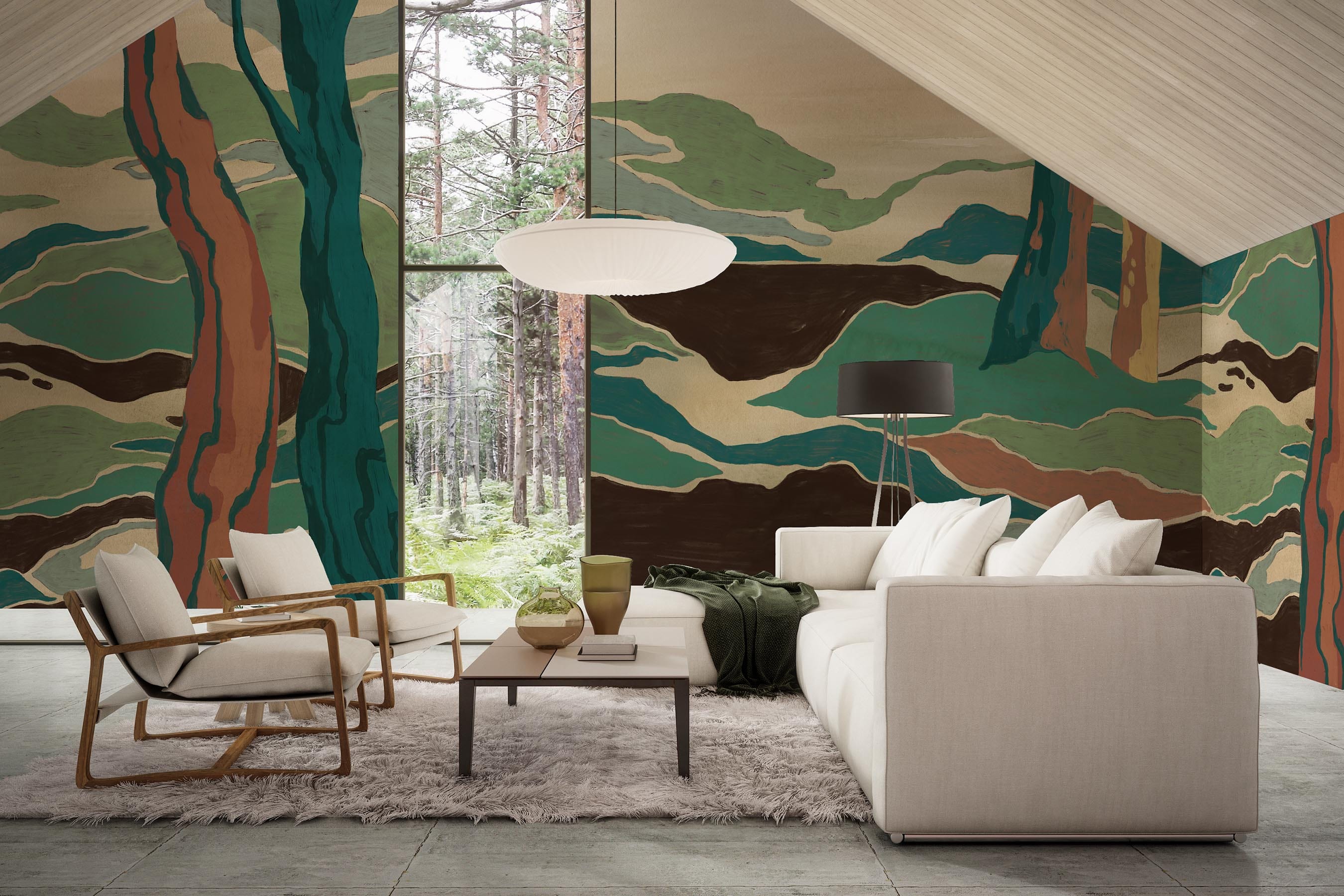 Vibrant Green Graphic Landscape Print - Perfect for Home Decor, Wall Art & Office Aesthetics