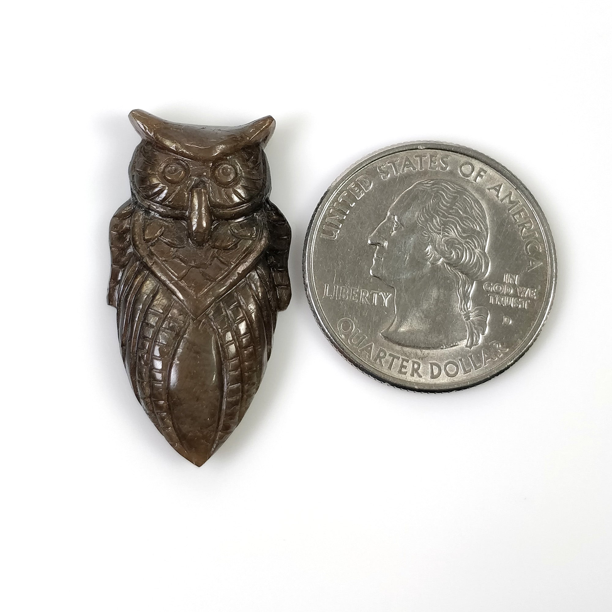 Natural Untreated Golden Brown Chocolate Sapphire Gemstone Carving - Hand Carved Owl Pendant for Jewelry Making & Collectors | Unique Gift for Birthdays, Anniversaries & Spiritual Healing