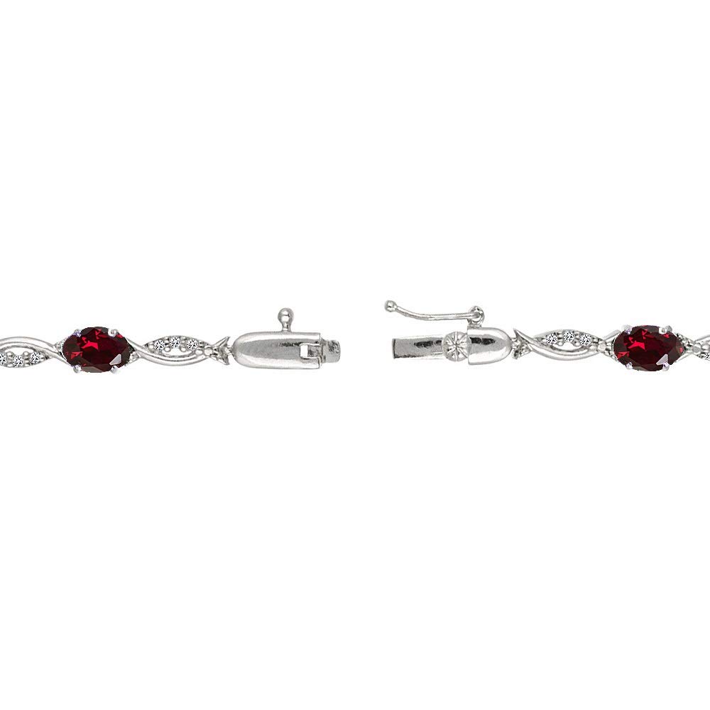 Elegant Birthstone Bracelet for Women | Oval Cut Swirl Design Tennis Bracelet | Genuine & Synthetic Gemstone Options | Sterling Silver or Gold Flash Silver | Gift Box Included | Perfect for Anniversaries, Birthdays & Special Occasions