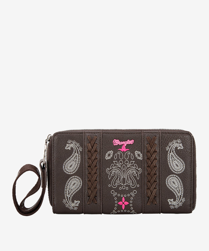 Wrangler Bandana Whipstitch Wristlet Purse - Stylish Western Crossbody Bag for Women, Perfect for Concerts, Festivals & Everyday Use