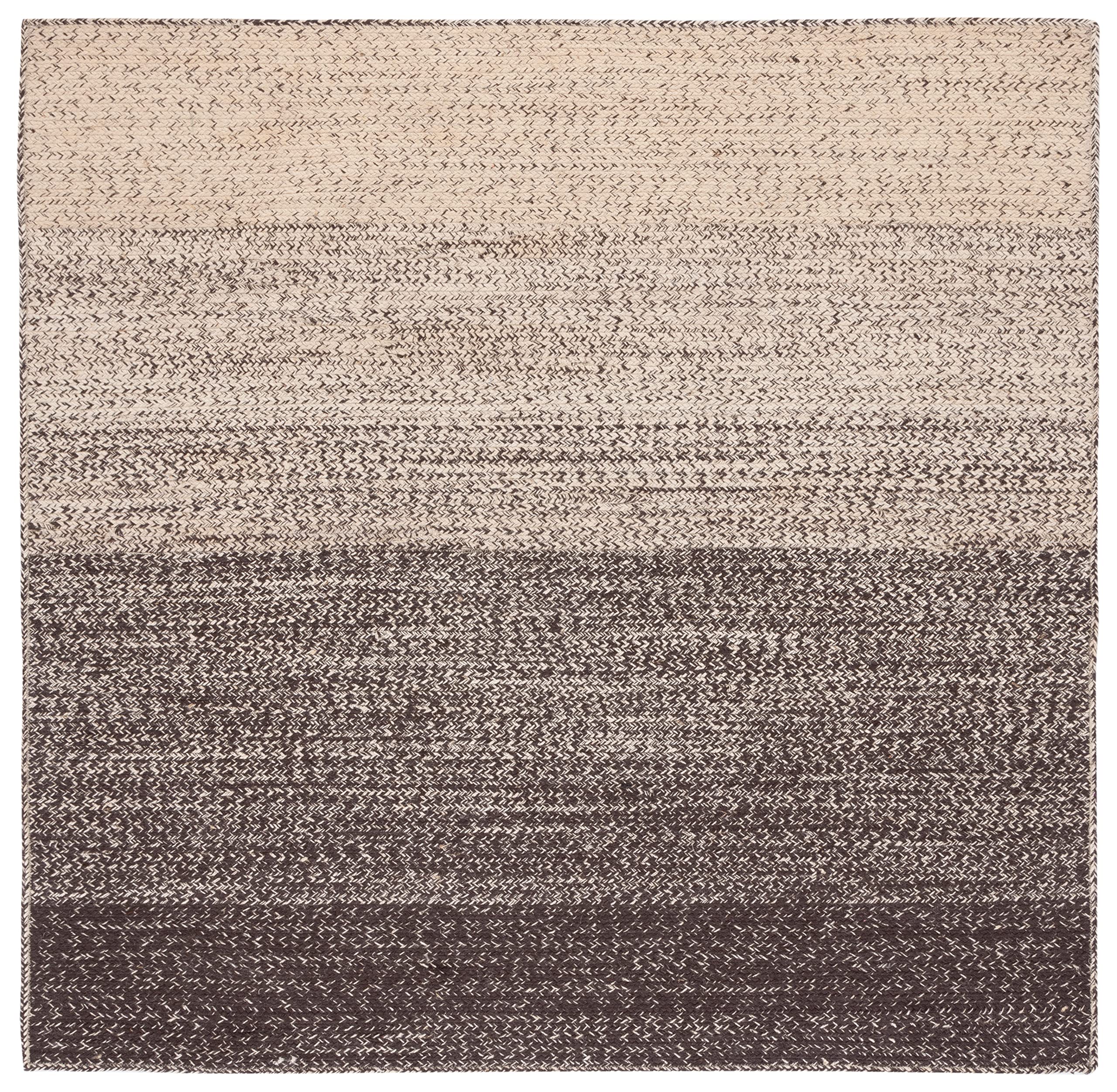 SAFAVIEH Handmade Boho Ombre Jute Area Rug - 6' Square Natural & Brown, Eco-Friendly Natural Fiber Collection for Living Room, Bedroom & High Traffic Areas | Durable Floor Decor for Bohemian & Farmhouse Style Homes (NFB263T)