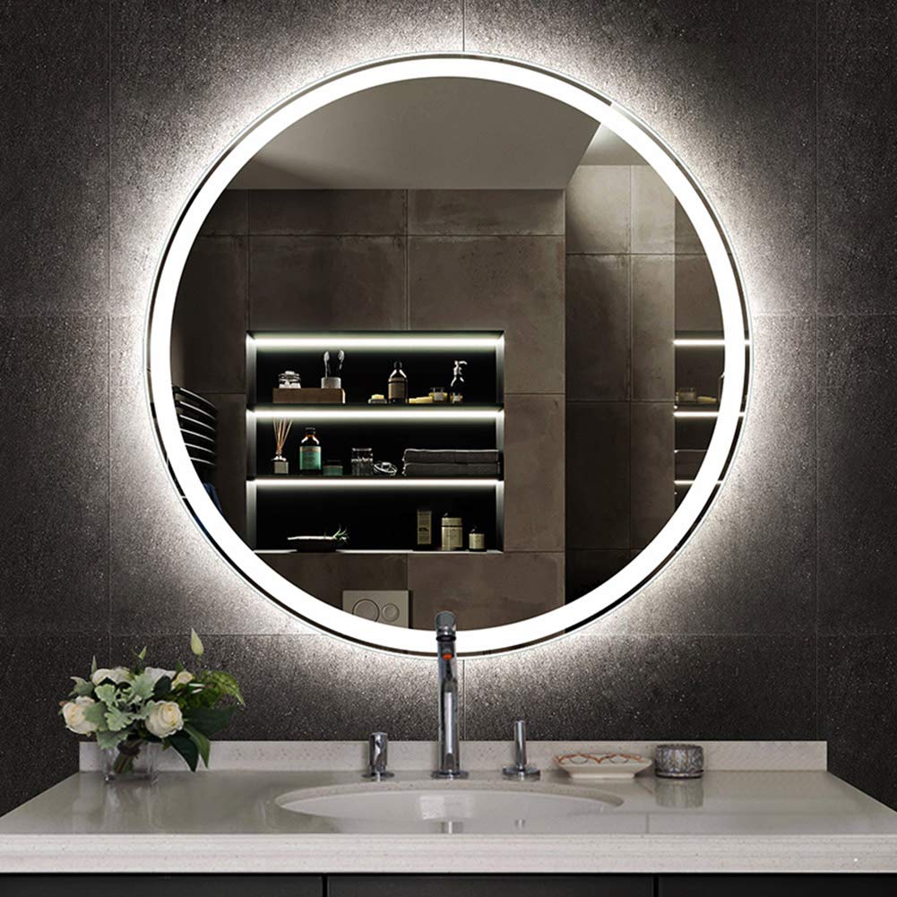 Round LED Bathroom Mirror with Light - Wall Mounted HD Anti-Fog Makeup Mirror for Vanity, Shaving & Grooming - Explosion-Proof & Shatter-Resistant