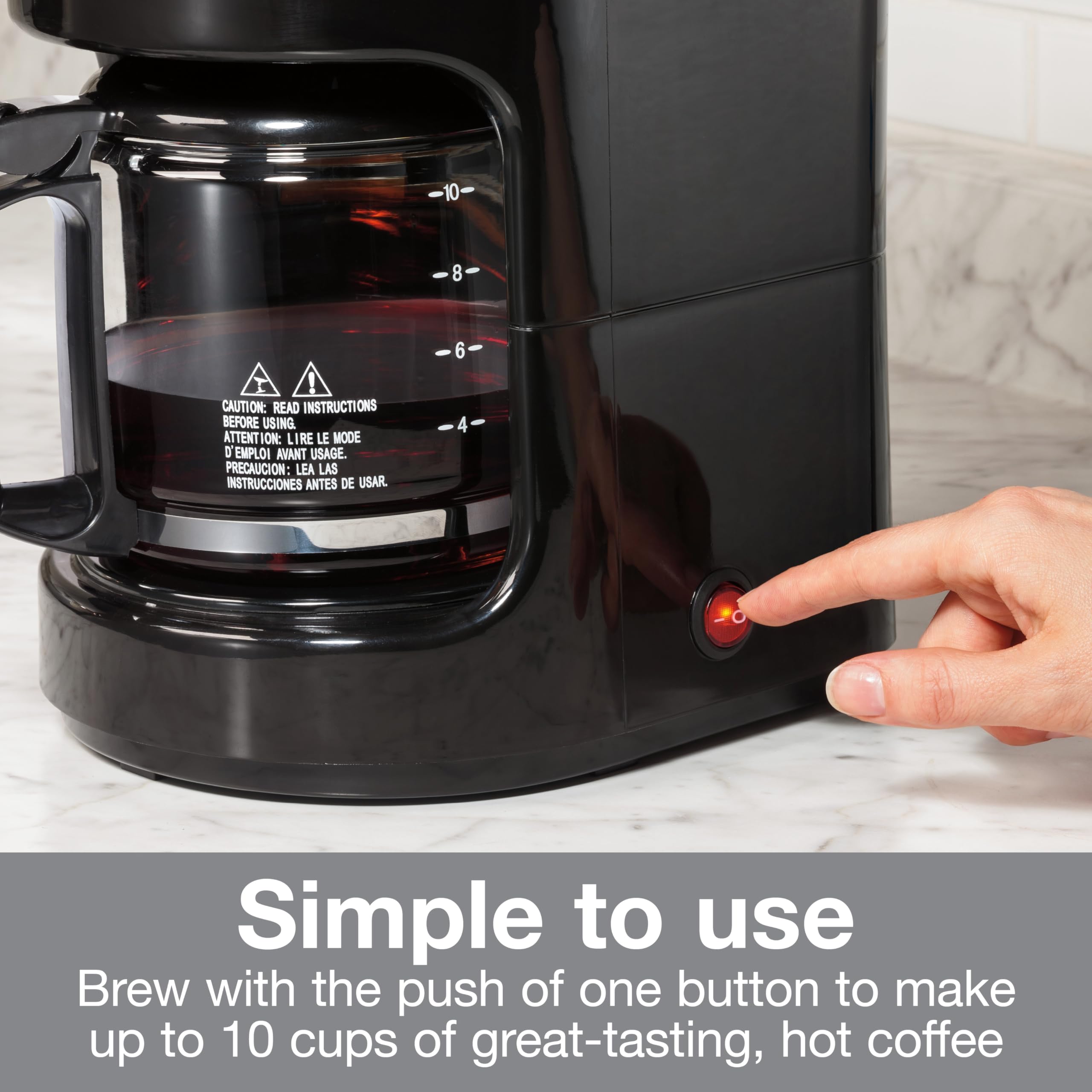 Proctor Silex 10-Cup Programmable Coffee Maker with Auto Pause & Serve - Compatible with Alexa Smart Plugs, Black (48351PS) - Perfect for Home, Office & Kitchen Use