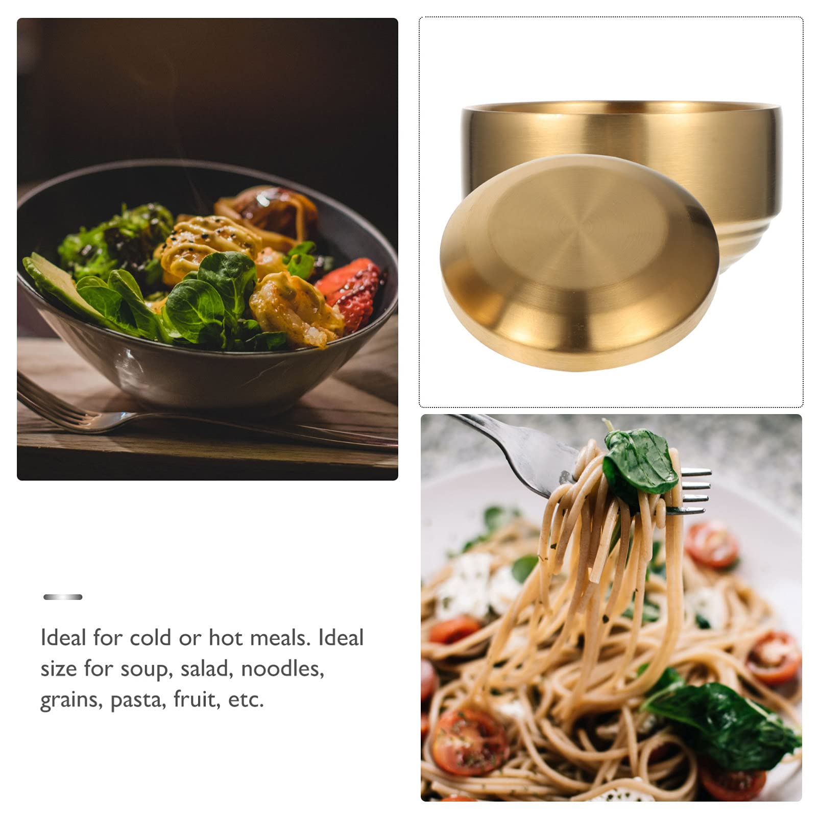 Happyyami Stainless Steel Rice Bowl with Lid for Kids & Adults - Non-Slip Bottom, Easy to Clean - Perfect for Soup, Snacks, School Lunches & Outdoor Picnics