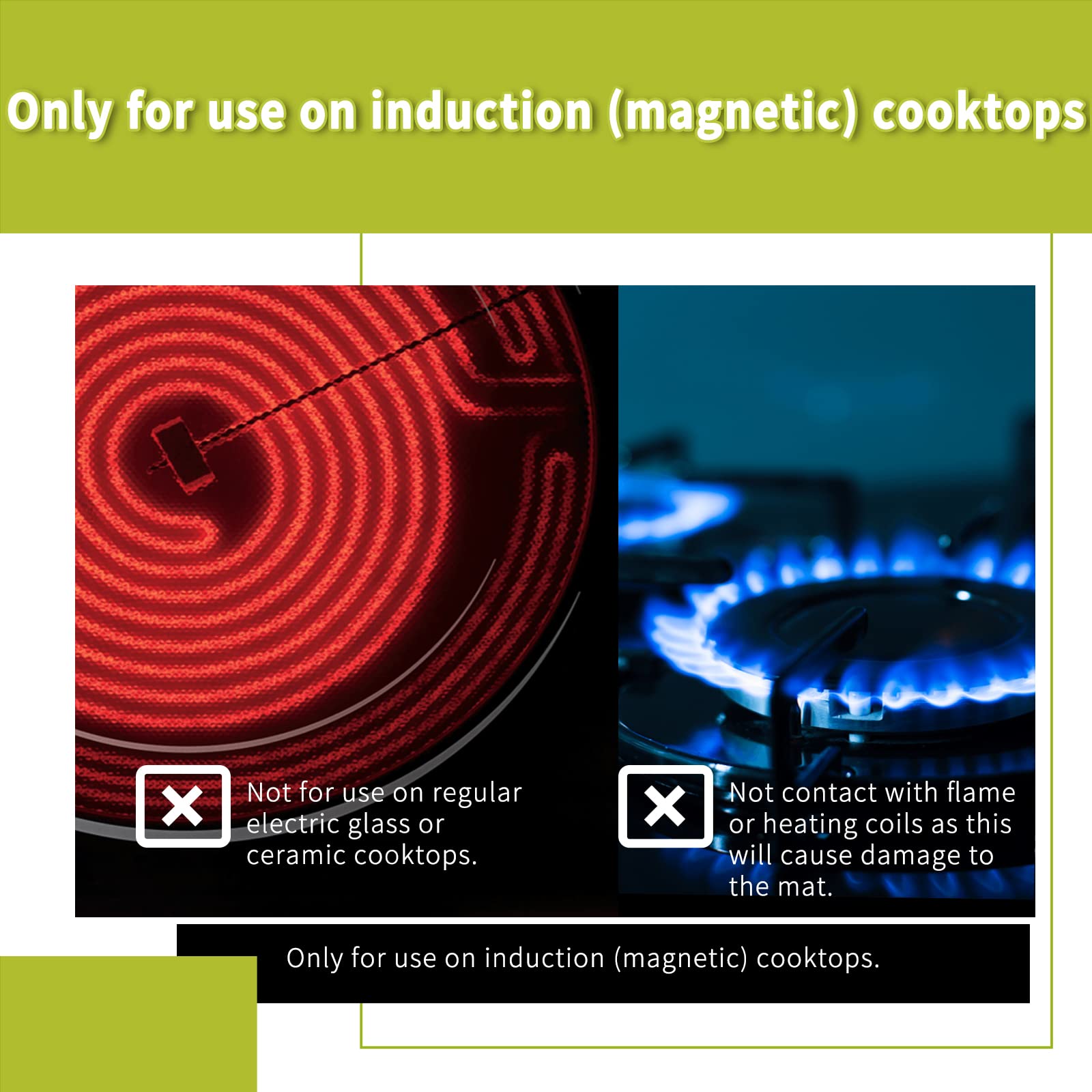 2-Pack Magnetic Induction Cooktop Protector Mats - Heat-Resistant Silicone Stove Cover for Induction Stoves (11 Inch, Logo CK) - Perfect for Kitchen Countertop Protection & Spill Prevention