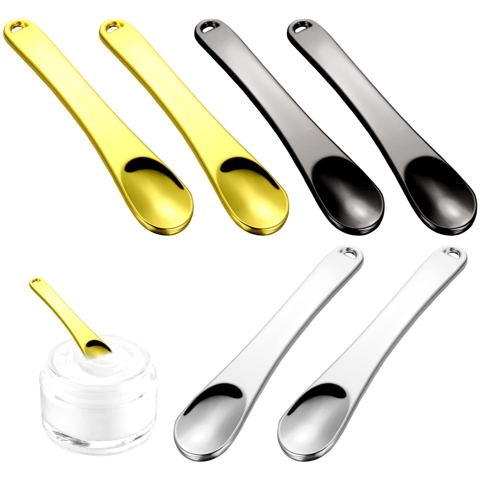 Minkissy 6-Piece Metal Makeup Spatula Set - Mini Beauty Scoop for Face Cream & Cosmetics - Perfect for Precise Application & Hygiene in Skincare & Makeup Routine