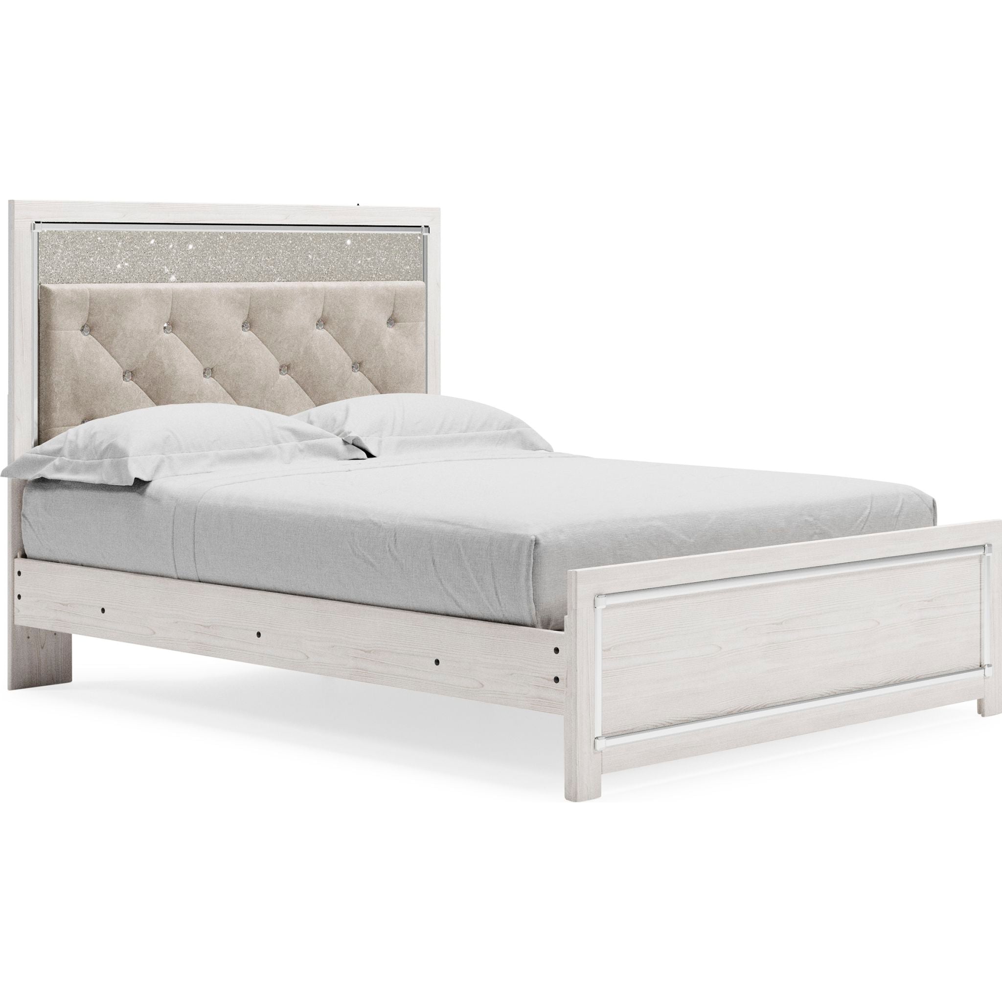 Altyra Queen Size Upholstered Panel Bed with Wooden Frame - Elegant Bedroom Furniture for Master Bedroom, Guest Room & Home Decor