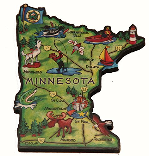 Minnesota State Shaped Jumbo Wooden Fridge Magnet - 4