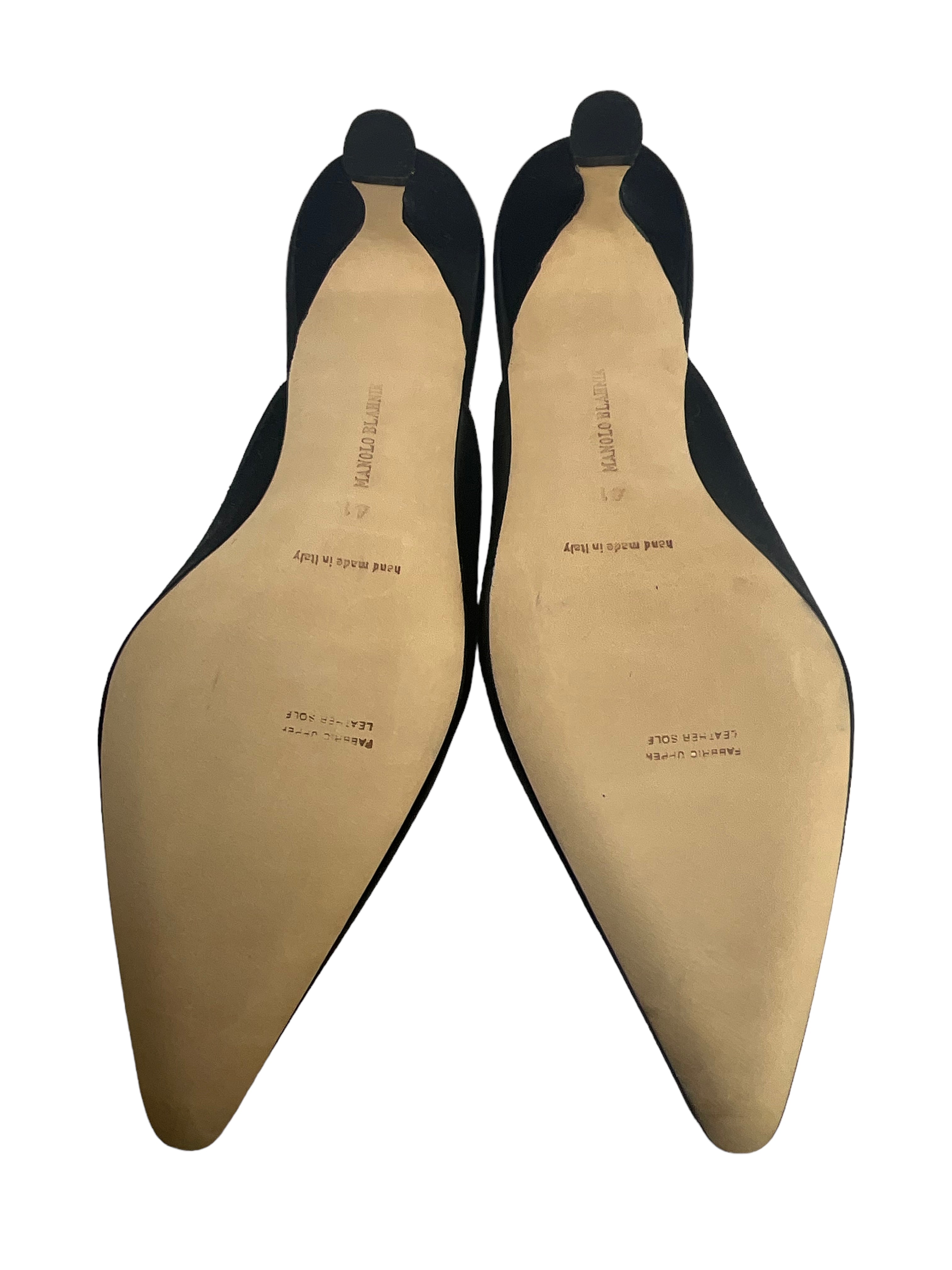 Manolo Blahnik Women's Crystal Embellished Satin Mules Size 11 - Elegant High Heel Slides for Weddings, Parties & Special Occasions