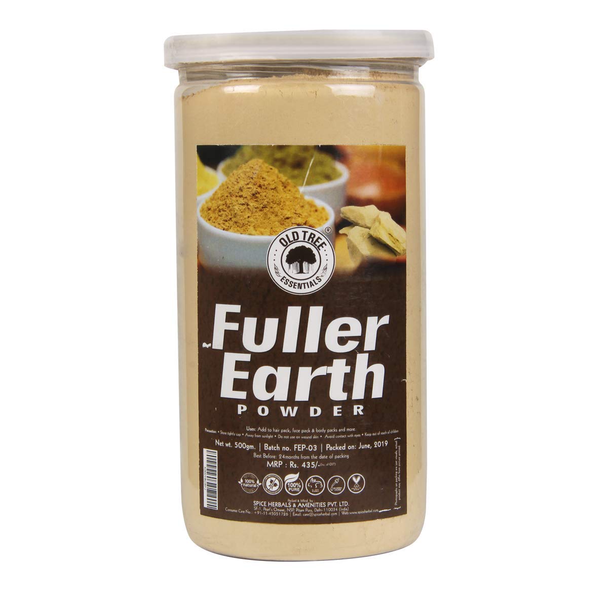 100% Pure & Natural Old Tree Multani Mitti Powder (500g) - Fuller's Earth Clay for Glowing Skin, Oil Control & Deep Cleansing | Face Mask for Acne, Blackheads & Skin Nourishment | Perfect for Daily Skincare & Spa Treatments