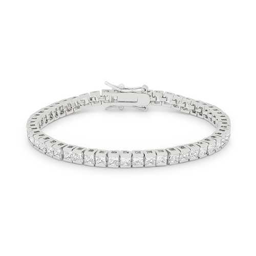 Elegant Princess Cut Cubic Zirconia Tennis Bracelet for Women - Perfect for Weddings, Parties & Special Occasions