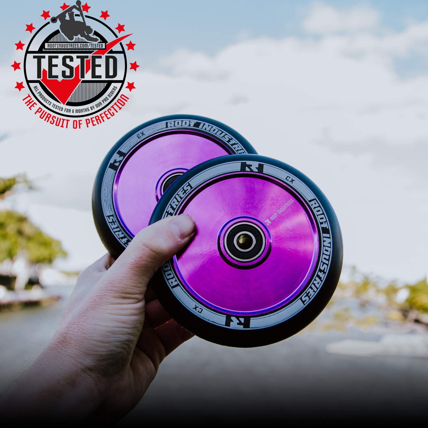 Root Industries Kids' 120mm AIR Wheels - Black/Purple Inline Skate Wheels for Boys & Girls - Perfect for Roller Skating, Outdoor Play & Skate Parks