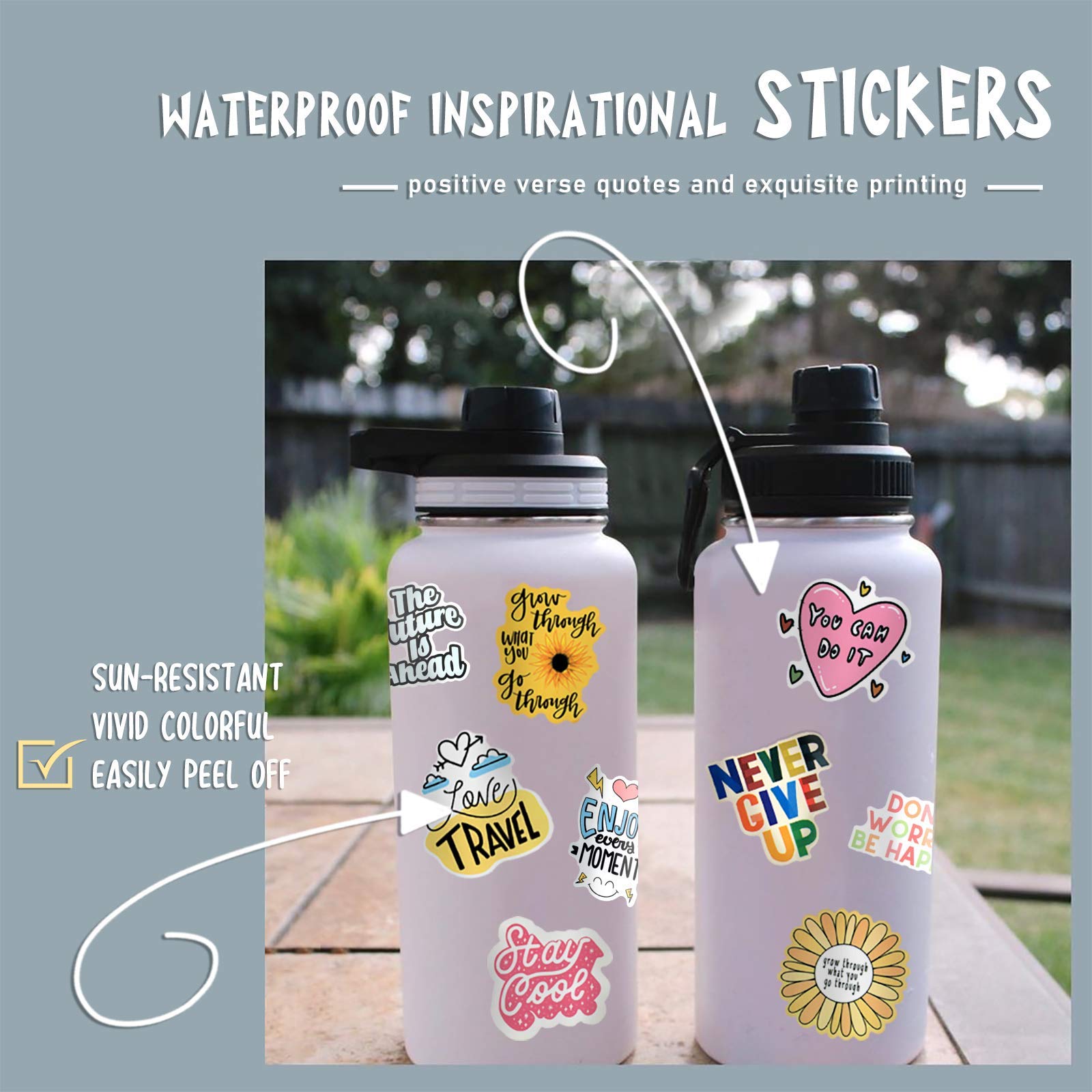 100 PCS Inspirational Quote Stickers - Motivational Stickers for Adults, Teens & Students - Positive Affirmation Stickers for Vision Board, Journaling, Scrapbooking, Water Bottles & Laptop Decoration - Perfect for Daily Inspiration & Self-Care