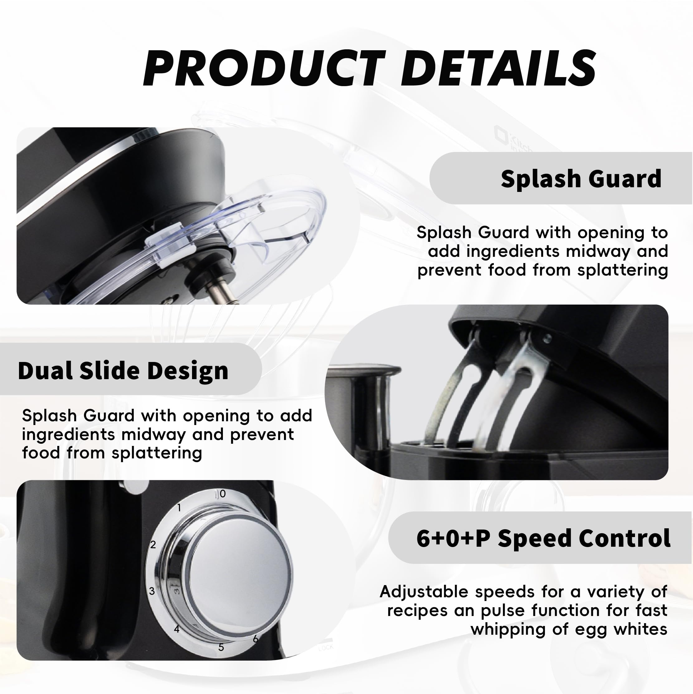 900W 7.5QT Stand Mixer for Baking - 6-Speed Tilt-Head with Dough Hook & Beater - Perfect for Cakes, Cookies & Bread Dough