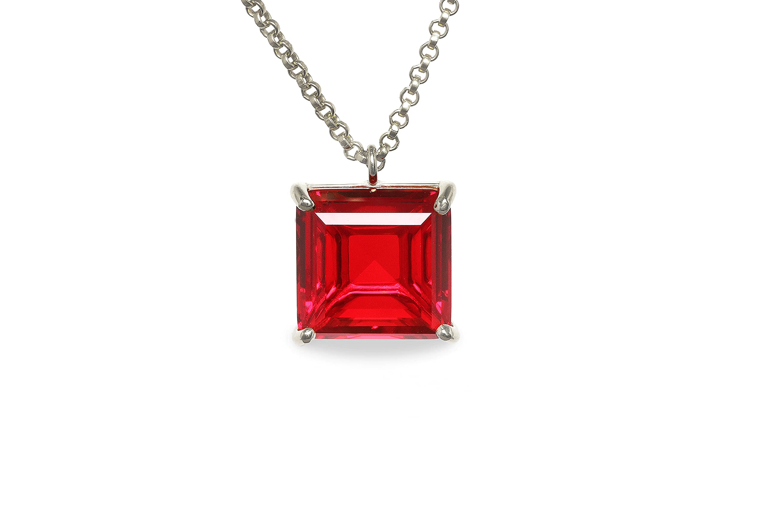 16MM Ruby Necklace for Women - Handmade Silver Birthstone Jewelry for Layering & Gifting