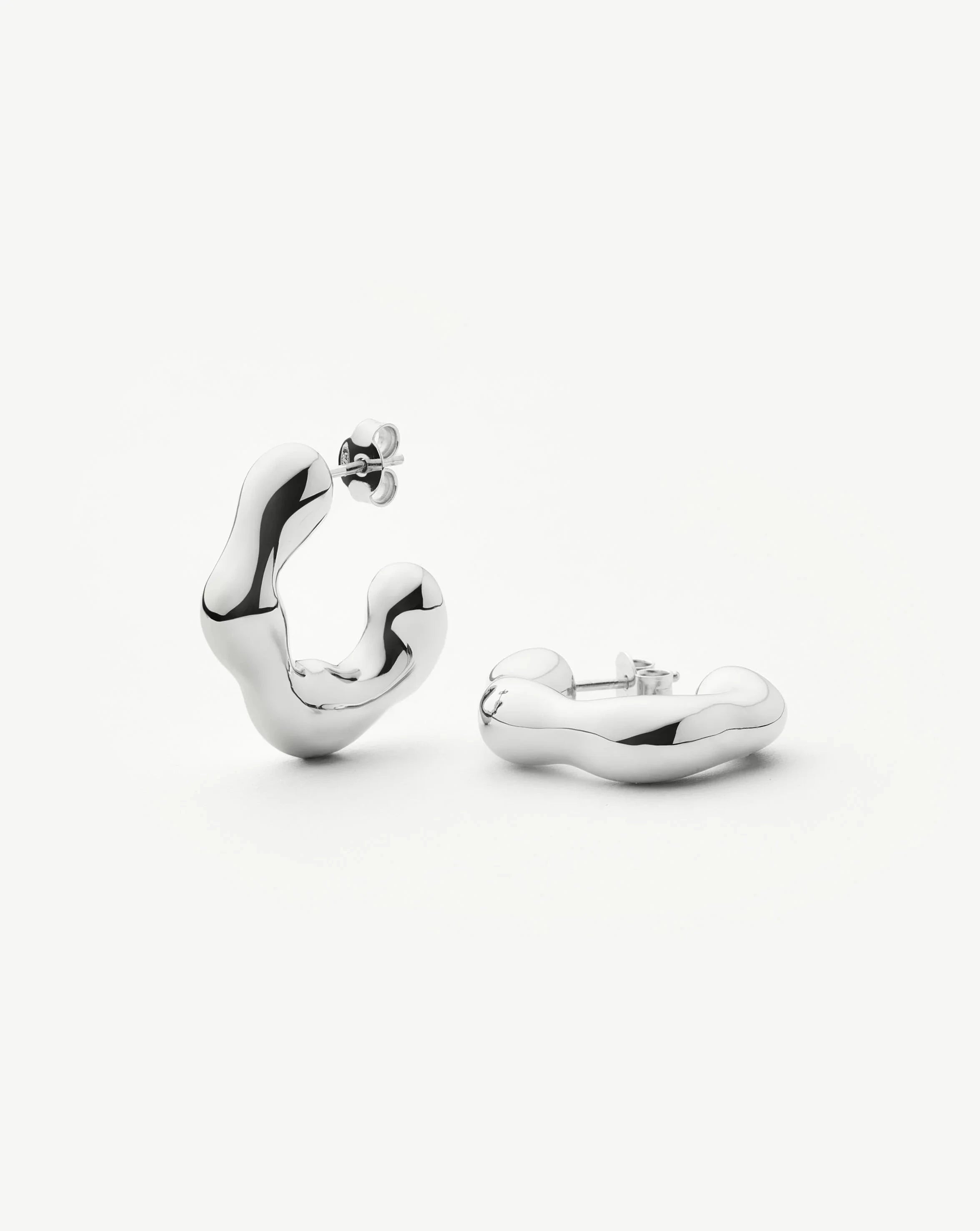 Eny Puffy Medium Hoop Earrings - Sterling Silver 925 Hypoallergenic Dangle Earrings for Women | Perfect for Everyday Wear, Parties & Gifts