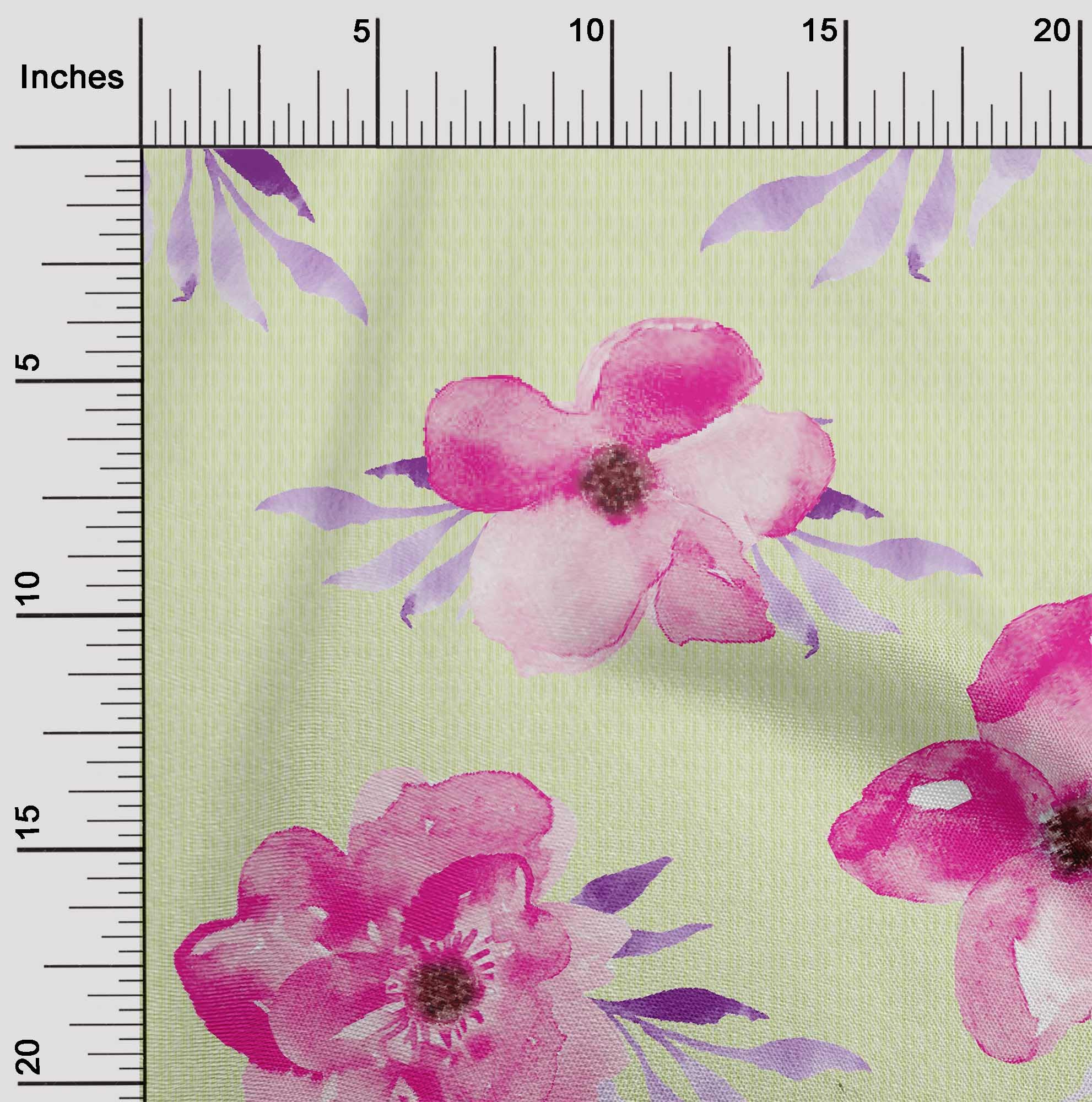 oneOone Georgette Viscose Fabric - Watercolor Leaves & Floral Print Fabric by the Yard, 42 Inches Wide - Perfect for Dresses, Scarves & Home Decor