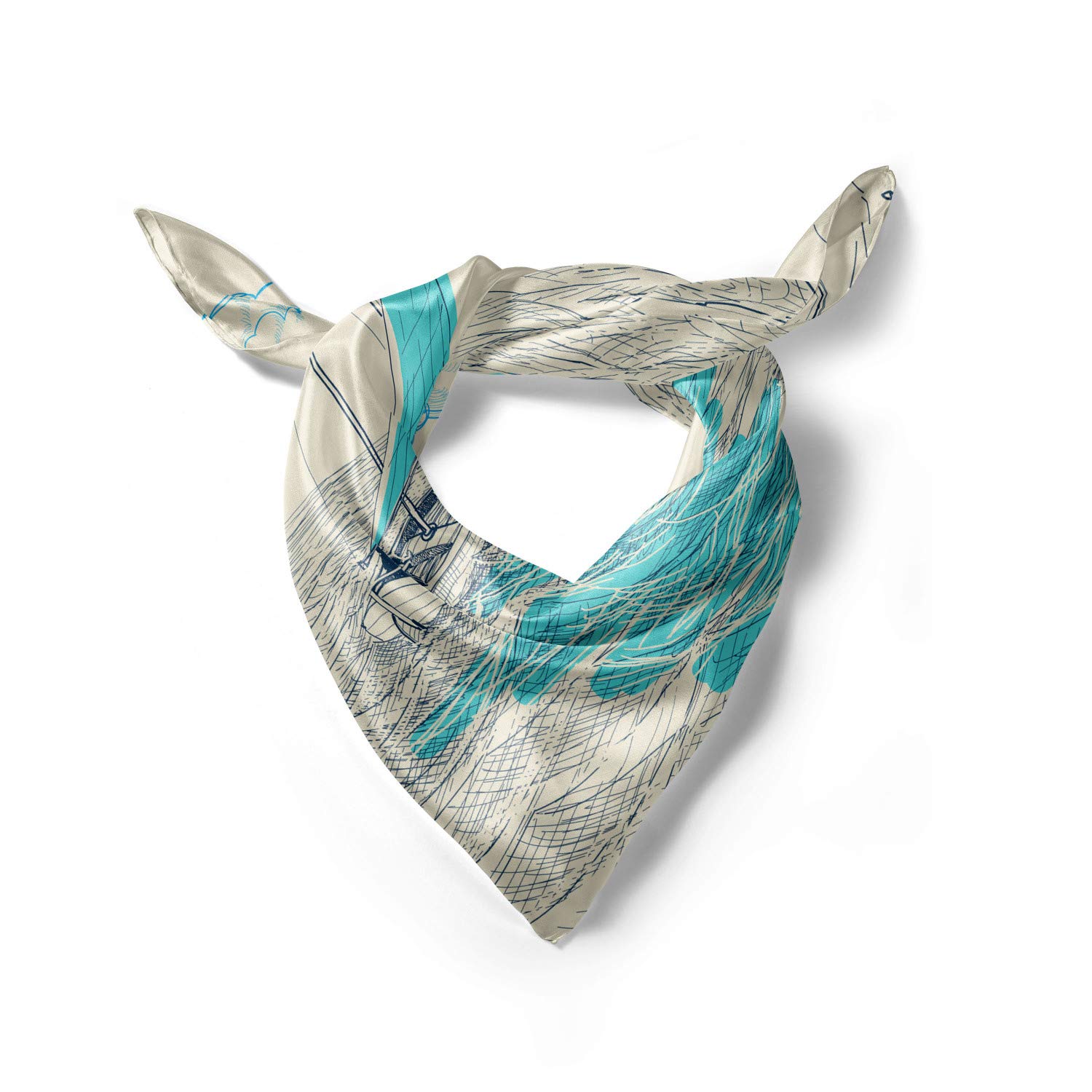 Ambesonne Black and White Head Scarf - Stylish Cloudy Sailing Boat Print Hair Wrap for Women | Perfect for Beach, Travel, and Everyday Fashion Accessory