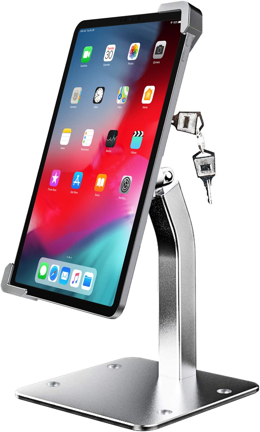 Anti-Theft Tablet Kiosk Stand for 9-14 Inch Tablets - Heavy Duty Security iPad Floor/Desk Stand with Lock & Key - Compatible with iPad Pro 12.9/Air, Surface Pro/Go, Galaxy Tabs - Perfect for Retail Stores, Restaurants & Public Kiosks