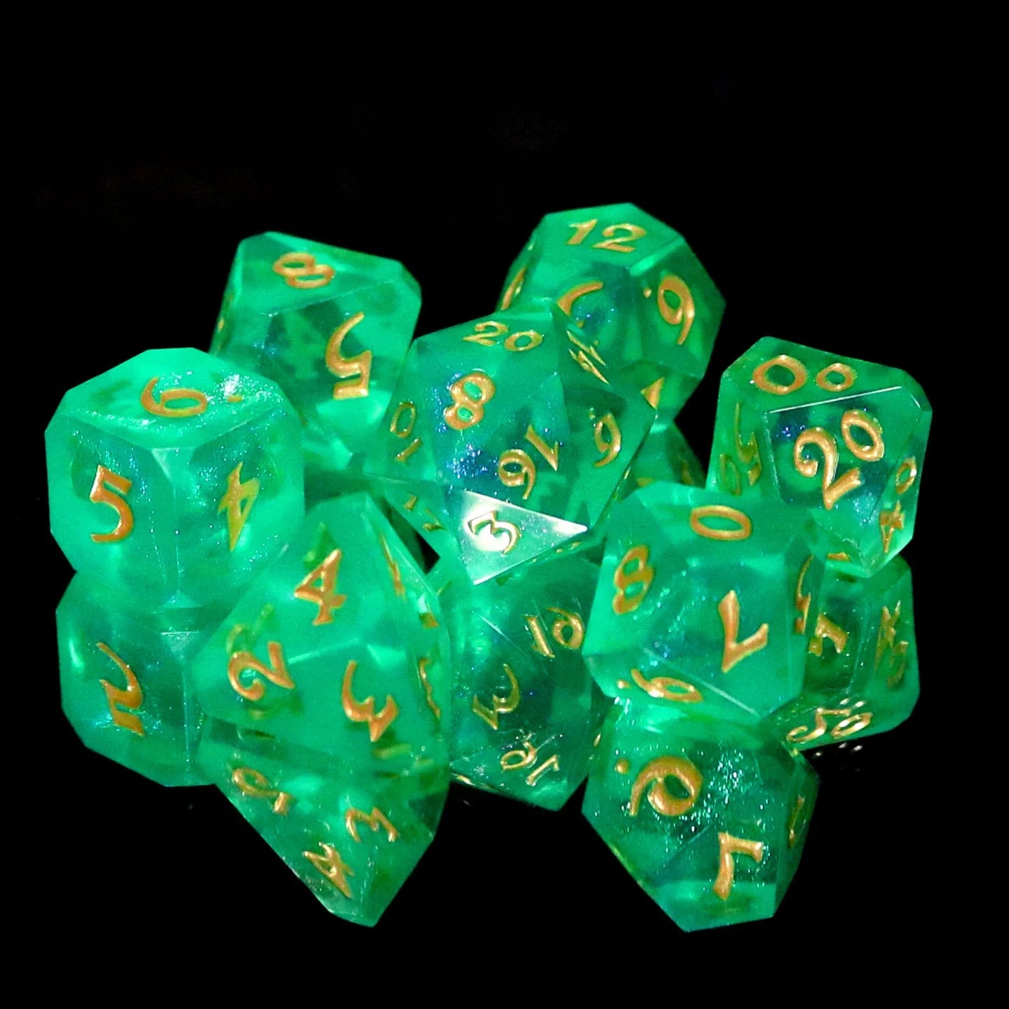 7-Piece RPG Dice Set with Avalore Tinkling Bell - Perfect for Dungeons & Dragons, Pathfinder, and Tabletop Gaming Adventures