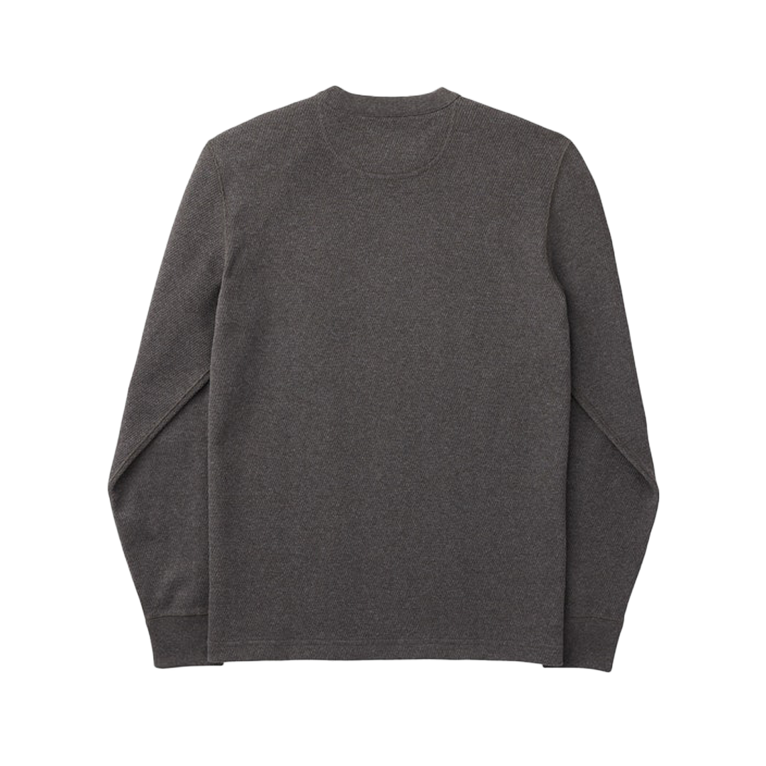 Filson Men's Waffle Knit Thermal Crew Neck Sweatshirt - Charcoal Gray - Warm Winter Layering for Outdoor Activities & Casual Wear