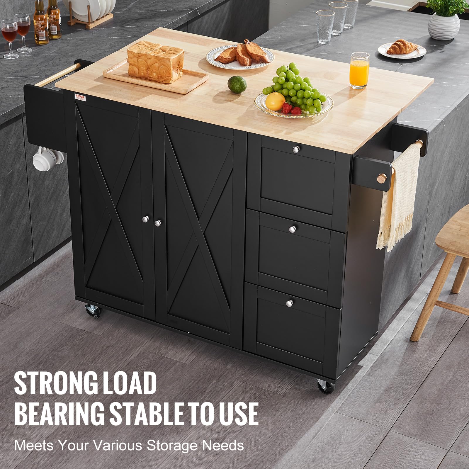 VEVOR Kitchen Island Cart with Drop Leaf - 45.3