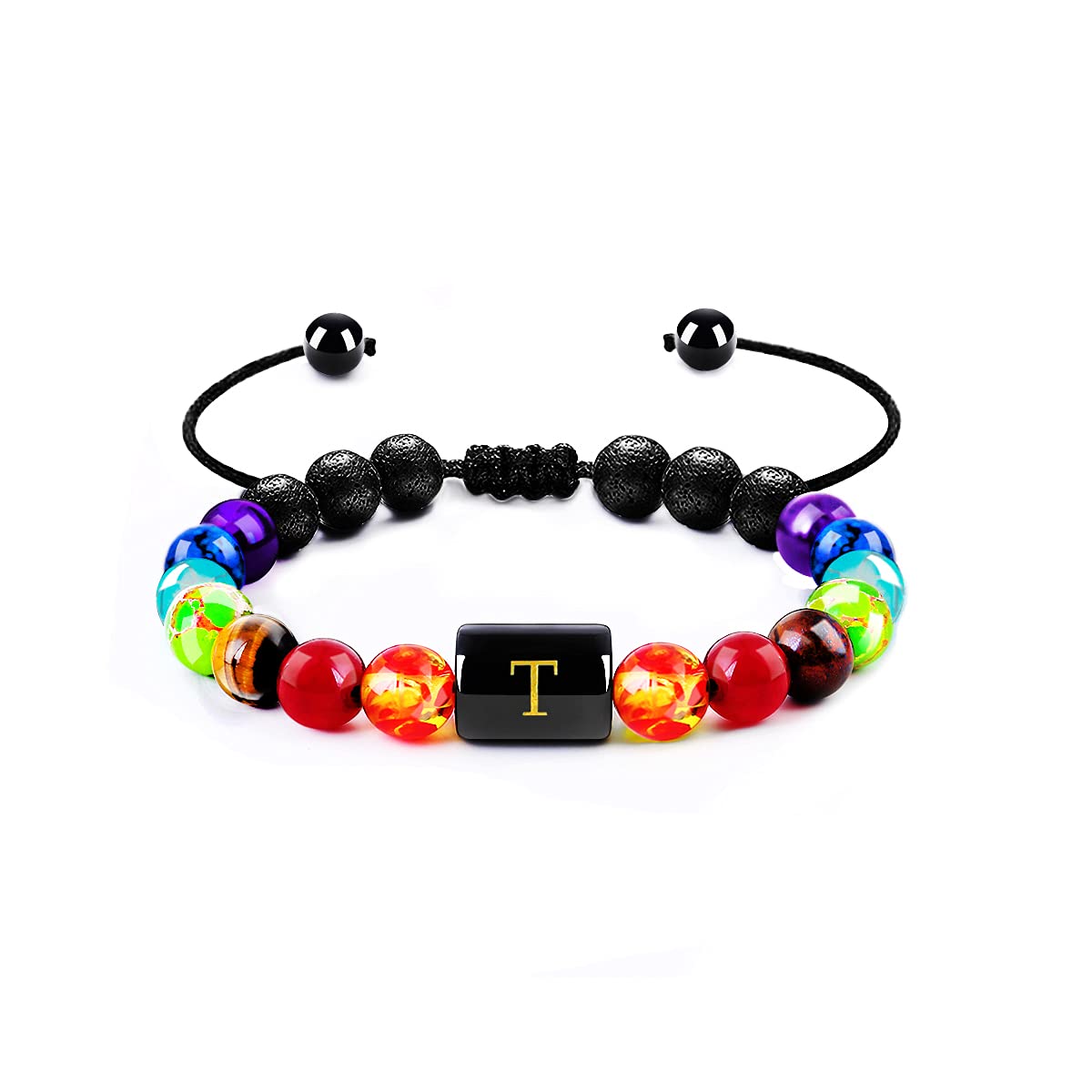 MalYunin Initial Bracelet - Stress Relief & Healing Crystal Bracelet for Women | Yoga, Chakra, Essential Oil Diffuser | Perfect Gift for Meditation, Relaxation & Spiritual Wellness