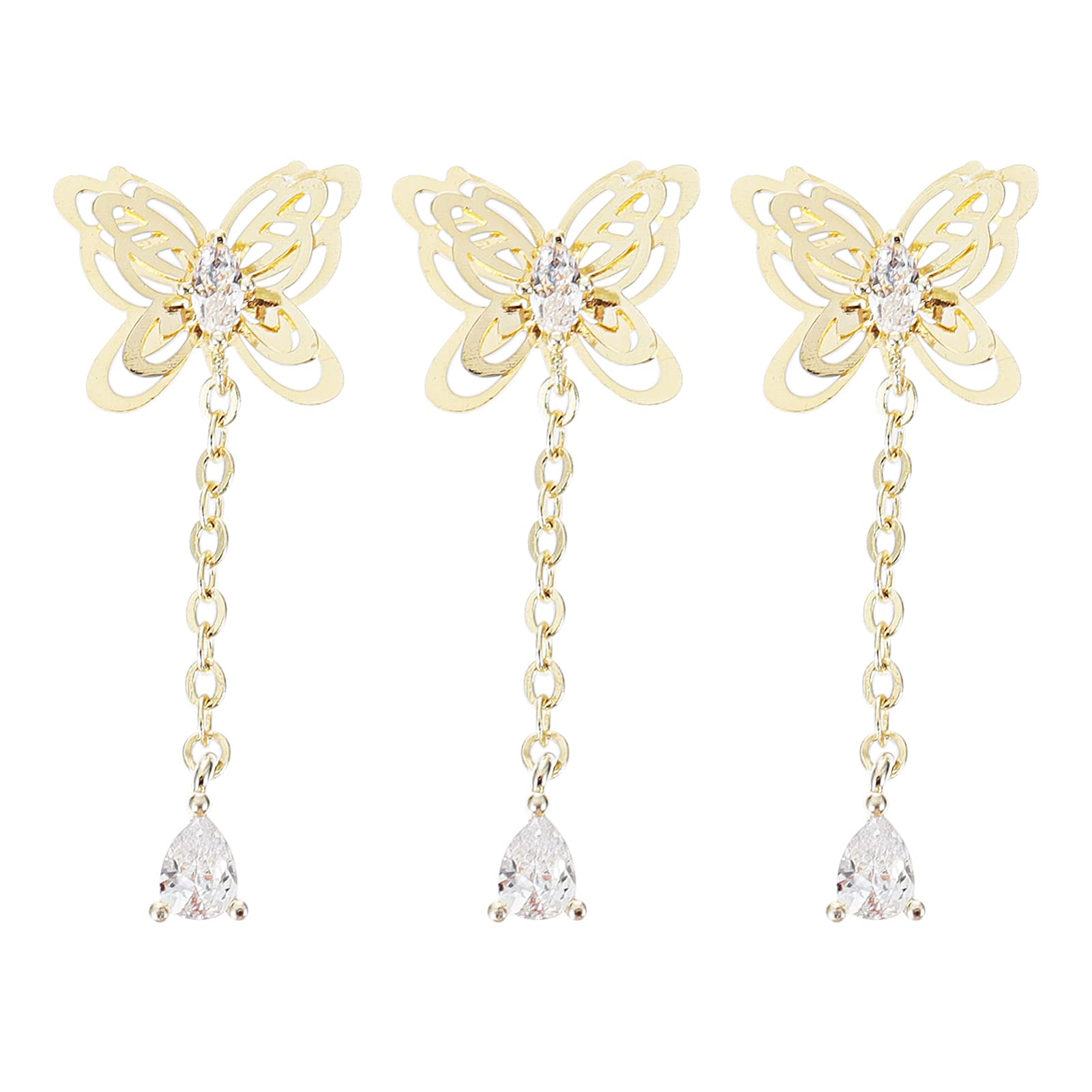3PCS DIY Nail Art Chains - Shining Manicure Jewelry Supplies for Nail Decorations | Fashionable Nail Art Accessories for Professional & Home Manicures | Perfect for Parties, Weddings and Special Occasions