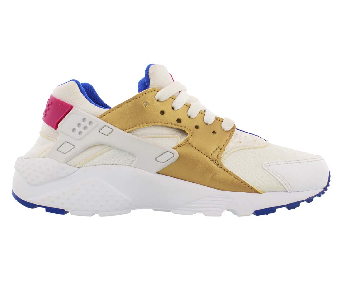 Nike Grade-School Huarache Run Sneakers - White/Metallic Gold/Racer Blue | Comfortable Kids Running Shoes for School, Sports & Daily Wear