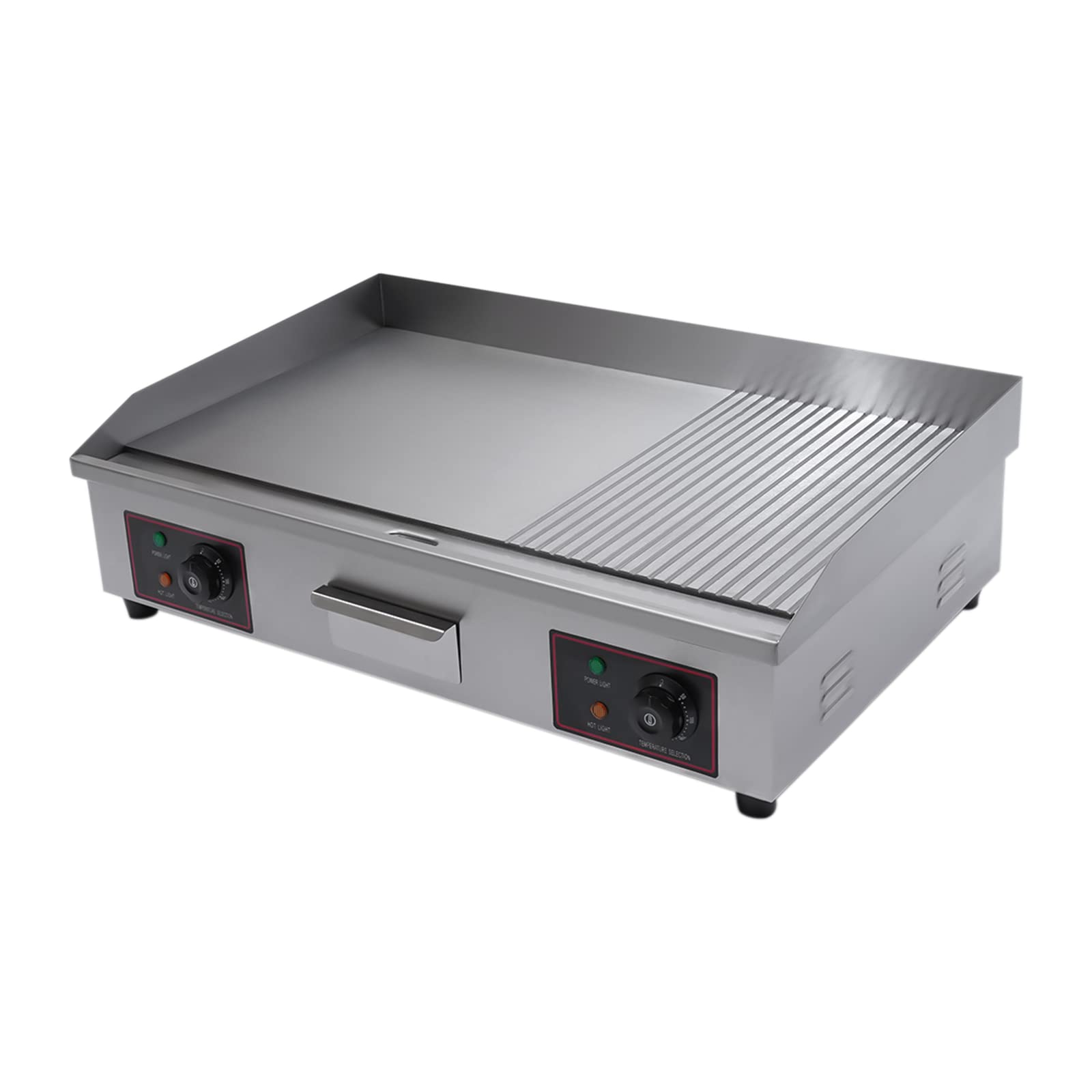 Commercial Electric Griddle Flat Top Grill - 3000W, 110V Hot Plate with Adjustable Temperature Control (122°F-572°F) - Perfect for BBQ, Pancakes, Burgers & Restaurant Countertop Cooking